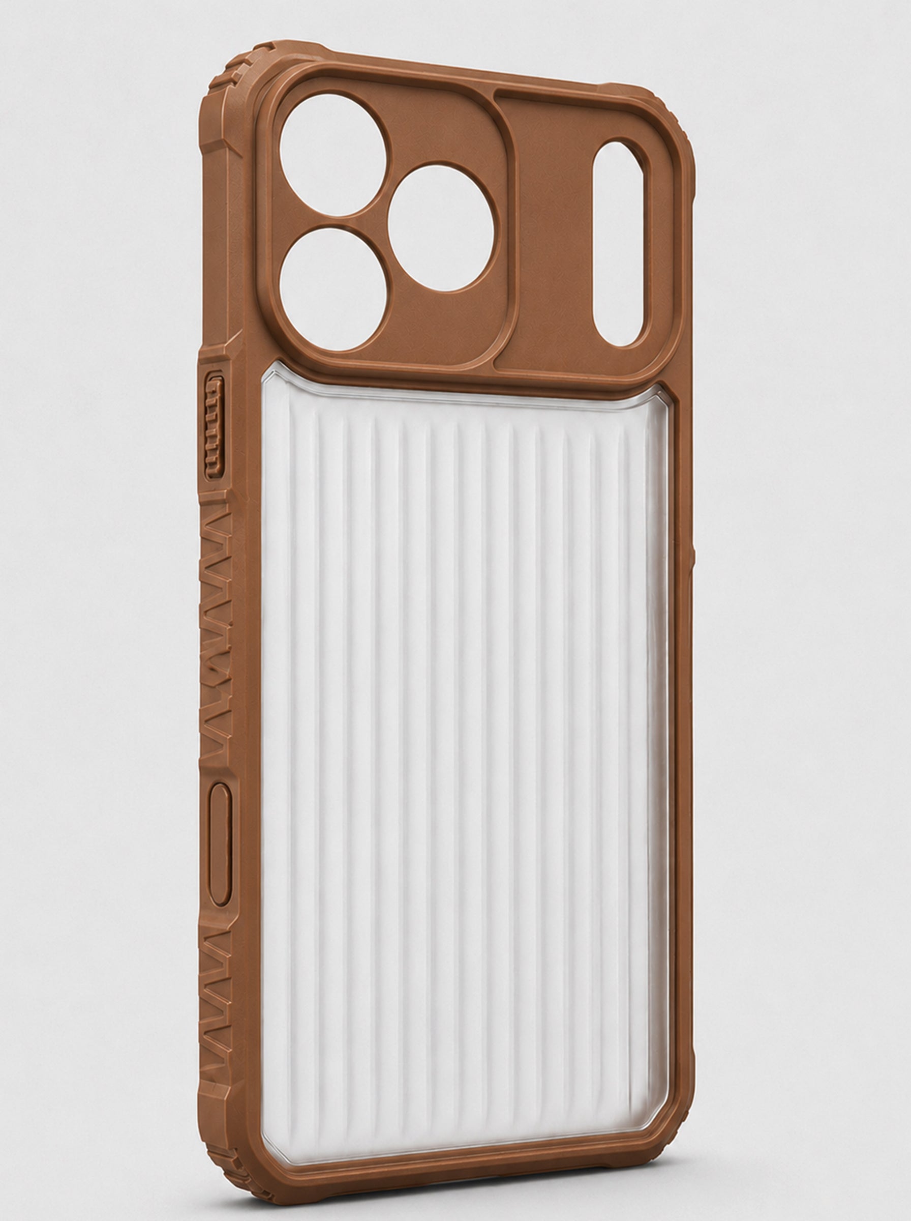 iPhone 17 Pro Max | Fluted Texture Matte Case with Side Protection Grip | Brown