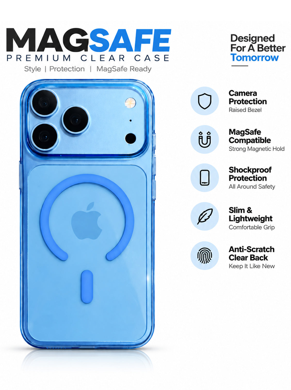 iPhone 18 Pro Max | Anti-Yellow Hard PC Case | With Magsafe | Sky Blue