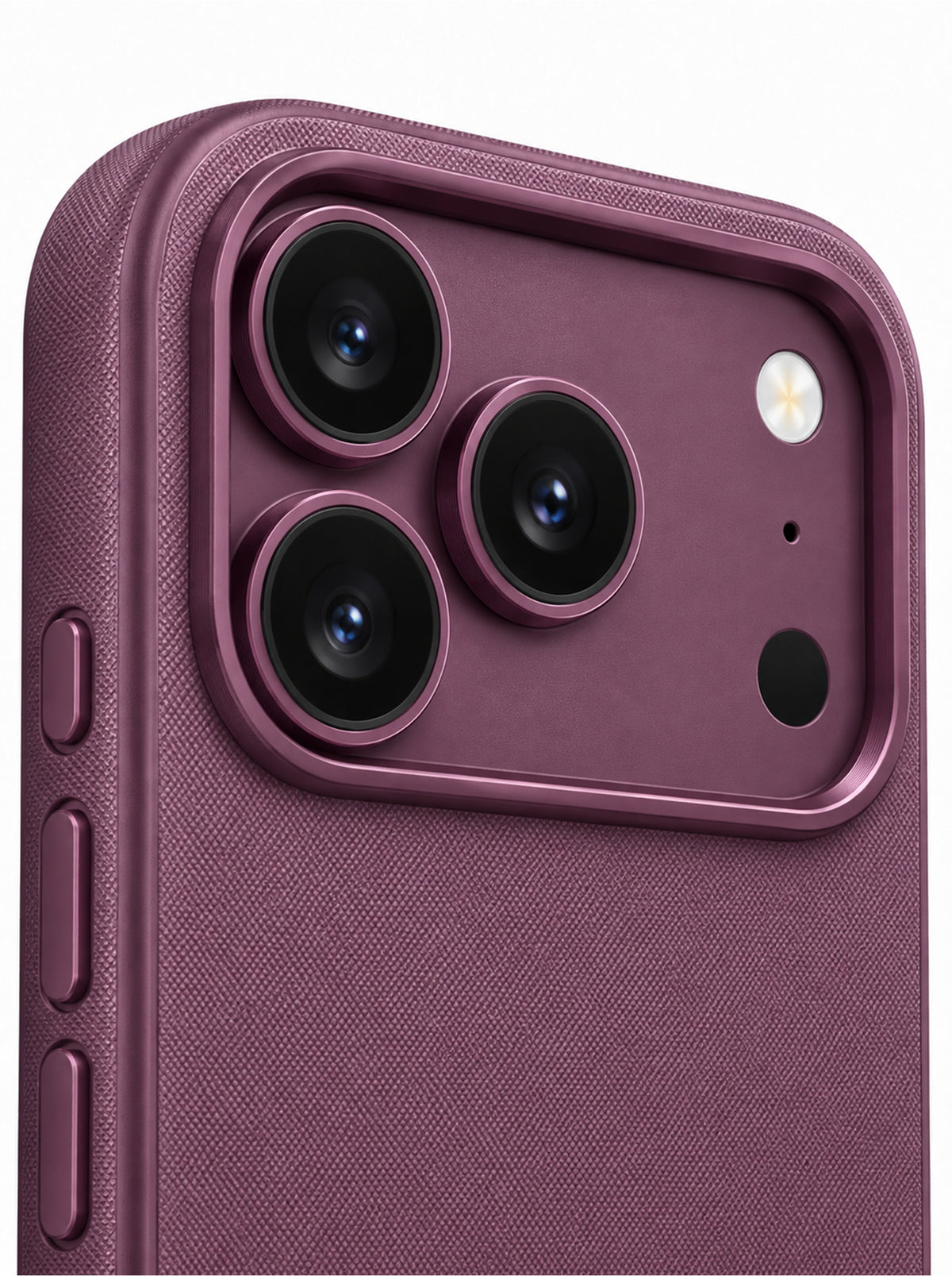 iPhone 18 Pro Max | TechWoven Finish Case with Metal Side Keys, Camera Protection & Anti-Slip Grip - Burgundy