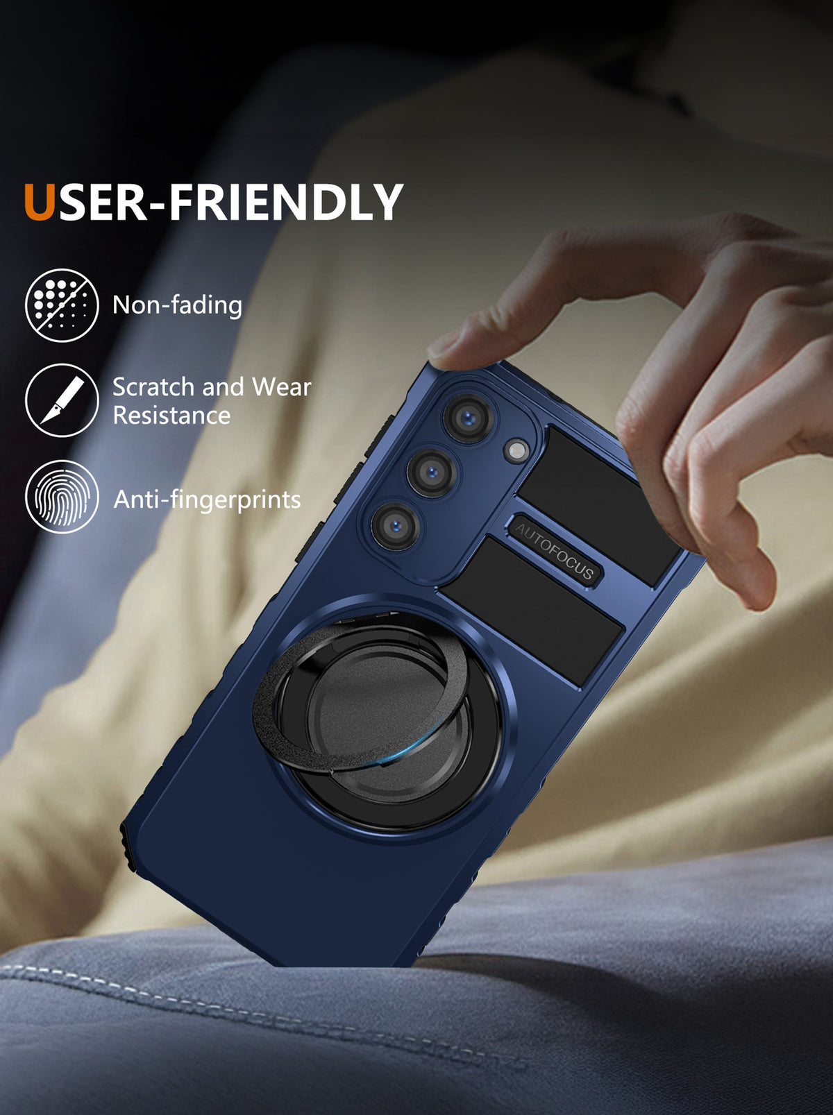 Samsung S23 Case | MagSafe Compatible | Magnetic Ring Holder | Soft TPU + Hard PC | Blue