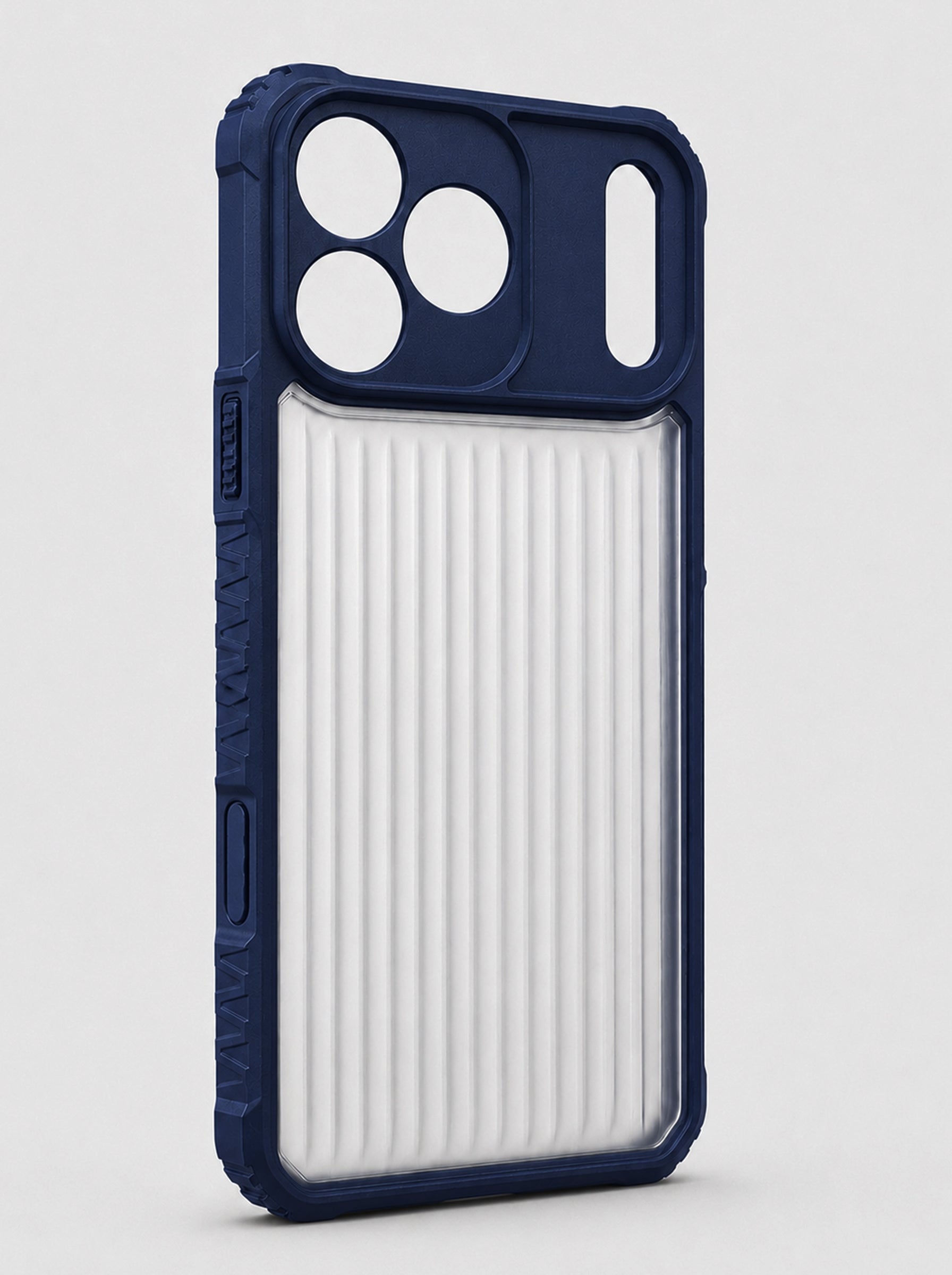 iPhone 17 Pro Max | Fluted Texture Matte Case with Side Protection Grip | Dark Blue