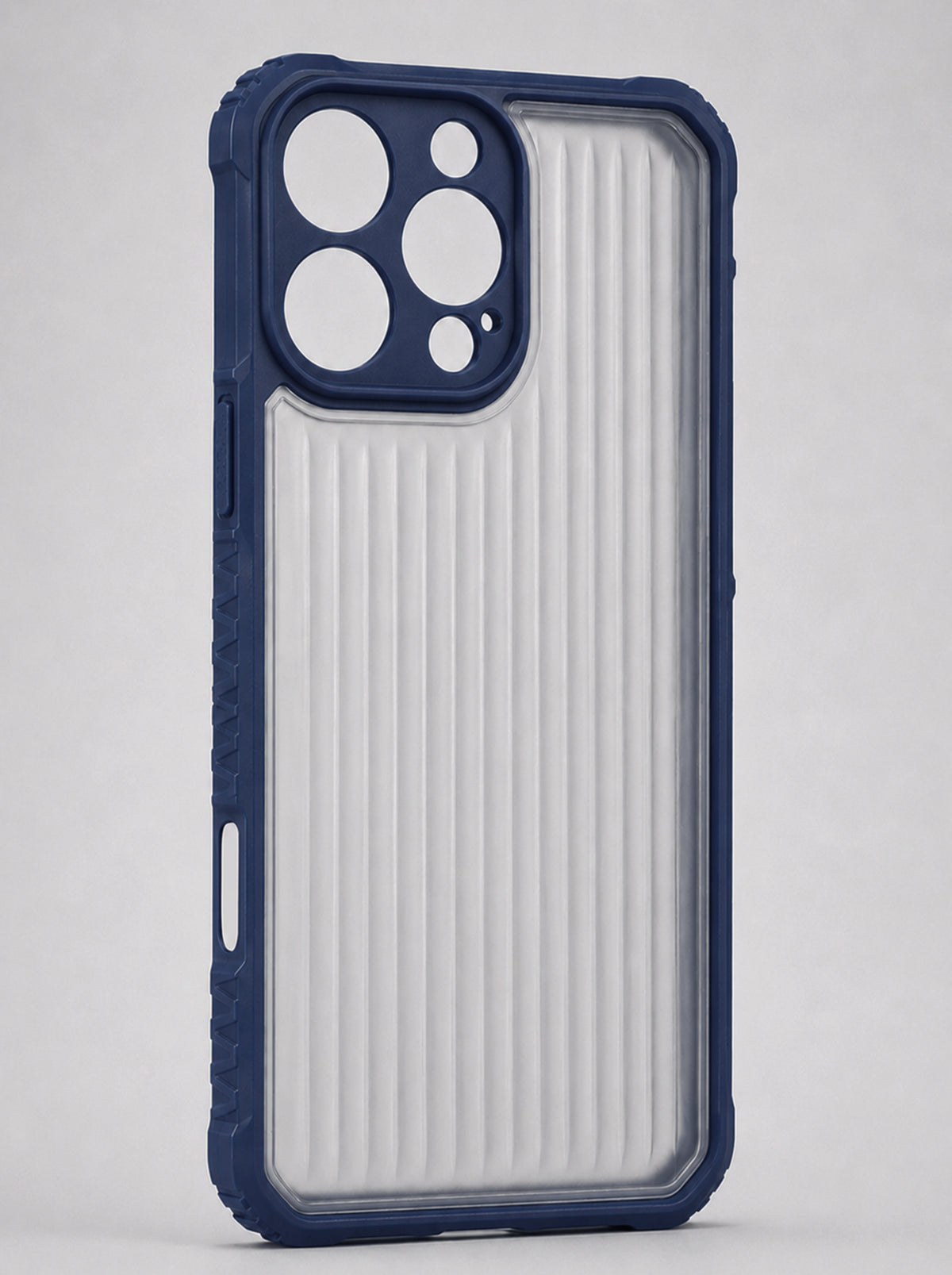 iPhone 16 Pro | Fluted Texture Matte Case with Side Protection Grip | Dark Blue