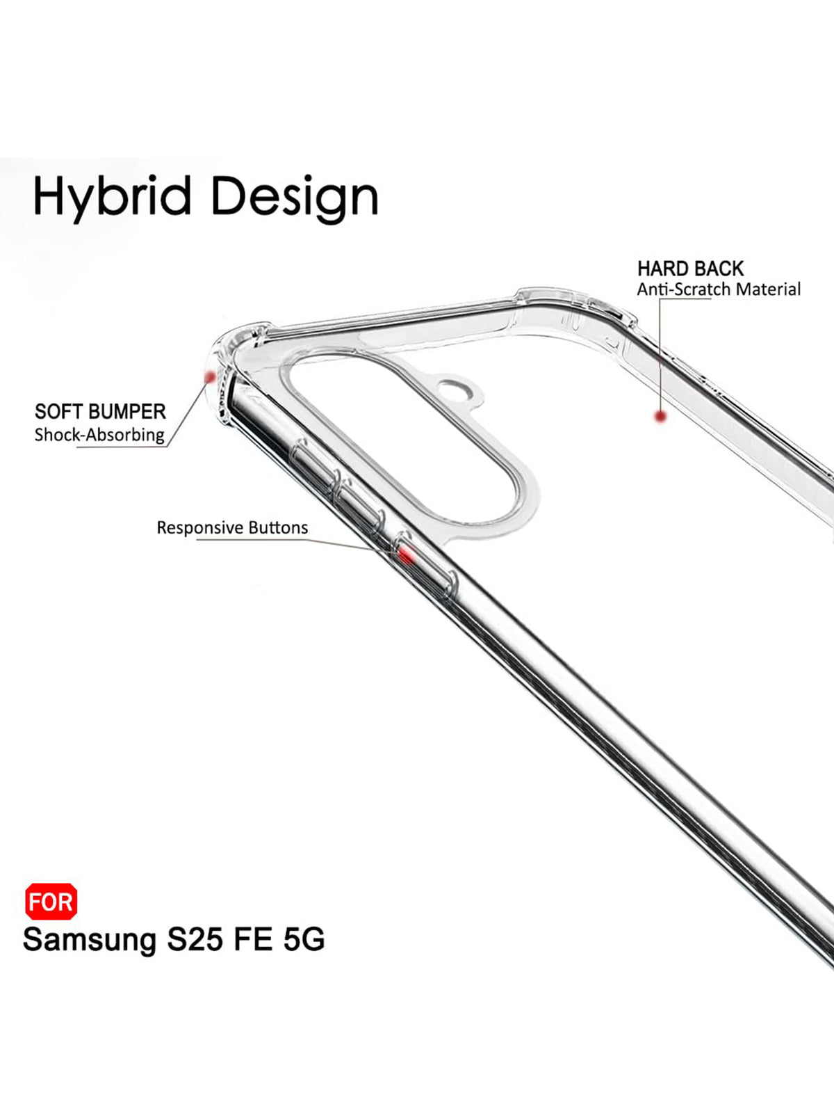 Samsung S25 FE | PC + TPU | Clear Transparent | 360 Edges Protection | Phone Bumper Case (Transparent)