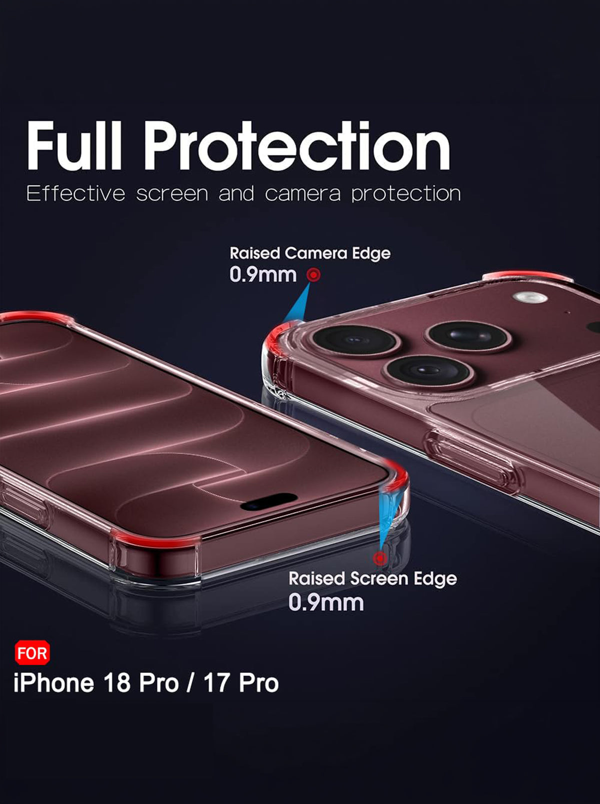 iPhone 18 Pro Max | Clear Bumper Case | 360 Degree Protection | Transparent Hard Back Cover Case (PC+TPU)