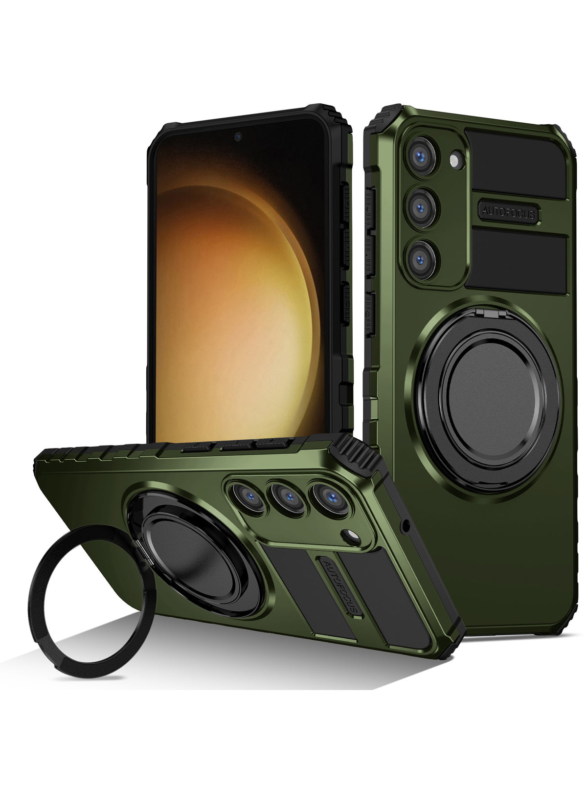 Samsung S23 Case | MagSafe Compatible | Magnetic Ring Holder | Soft TPU + Hard PC | Green