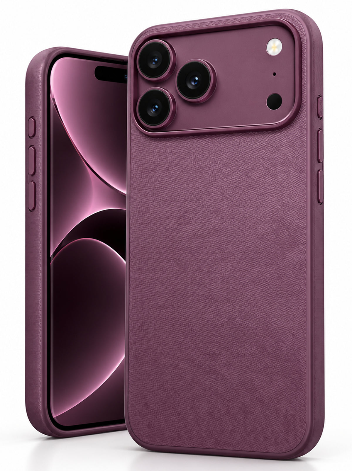 iPhone 18 Pro Max | TechWoven Finish Case with Metal Side Keys, Camera Protection & Anti-Slip Grip - Burgundy