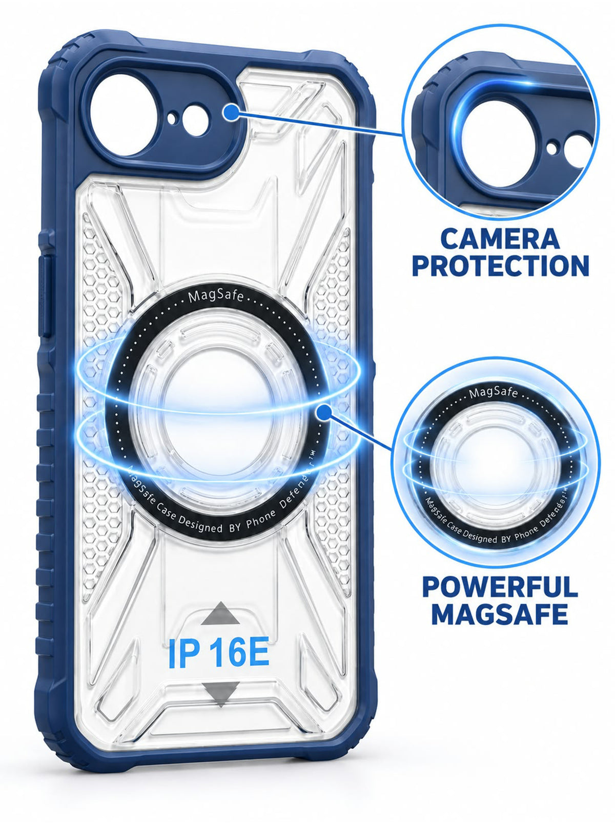 iPhone 16E | Fluted Texture Matte Case with Side Protection Grip | Blue