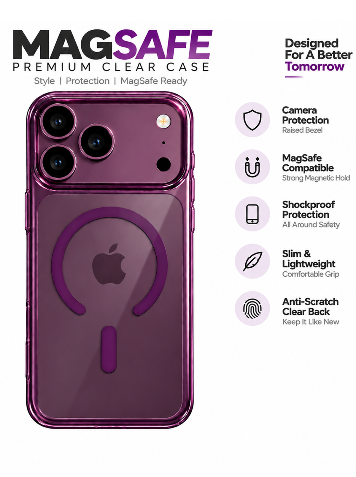 iPhone 18 Pro | Anti-Yellow Hard PC Case | With Magsafe | Burgundy