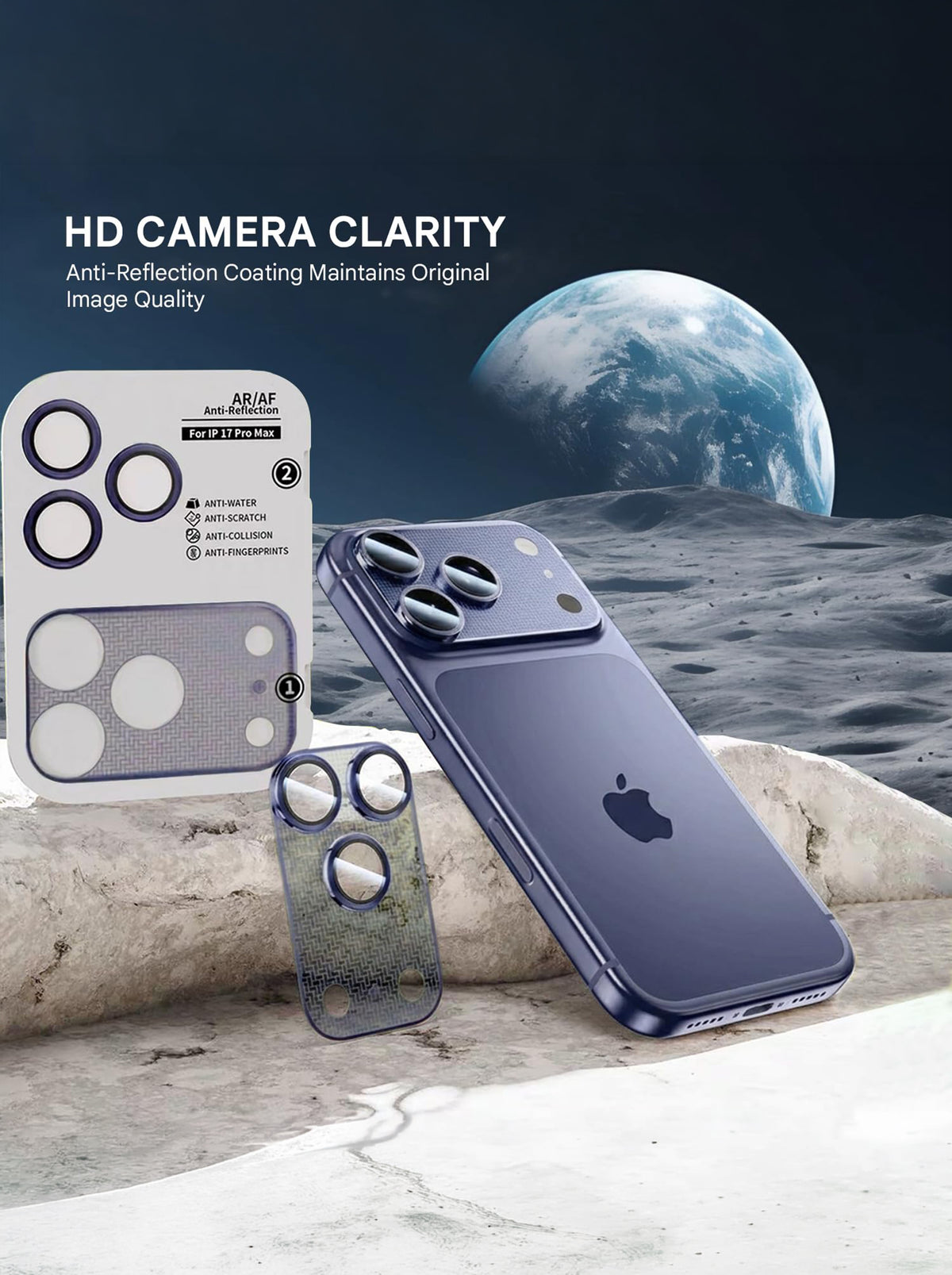 2-in-1 Camera Lens Protector for iPhone 17 Pro | Precision-Crafted Metal Frame | Full Camera Coverage | HD Clear | Scratch & Impact Resistant Lens Protection - Blue