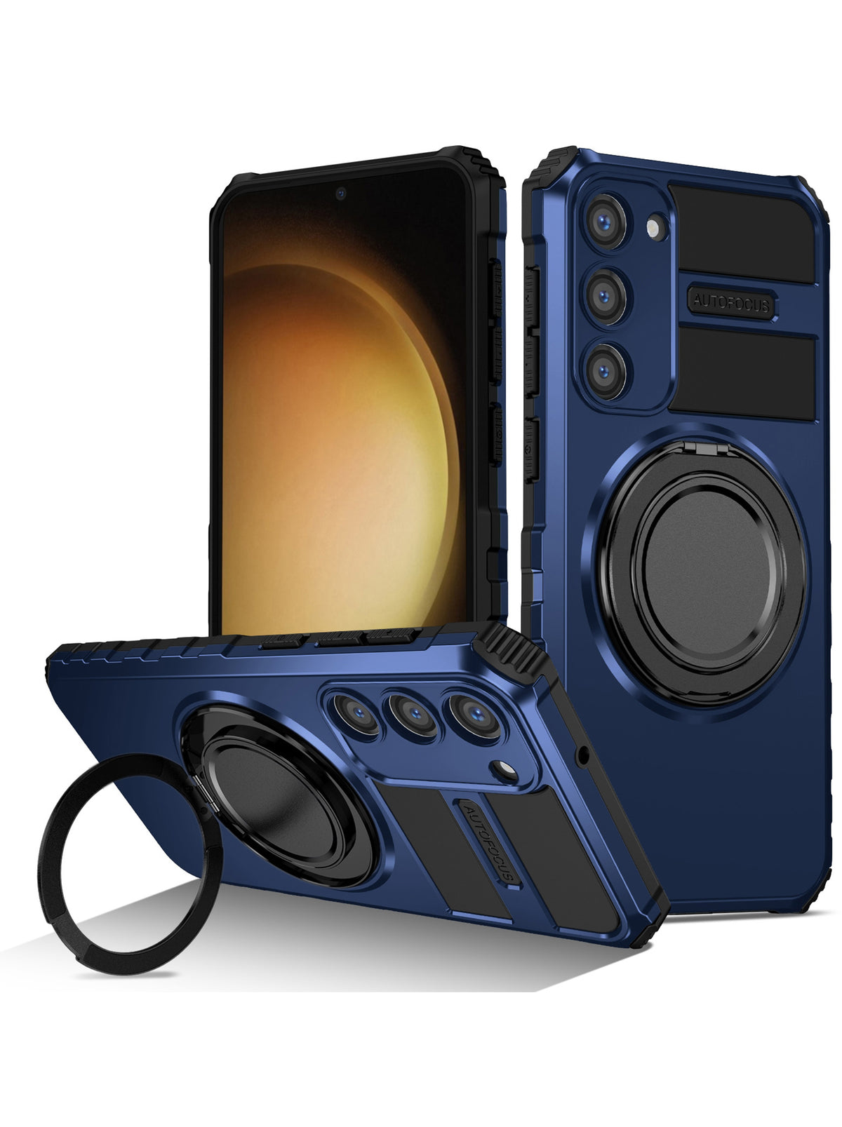 Samsung S23 Case | MagSafe Compatible | Magnetic Ring Holder | Soft TPU + Hard PC | Blue