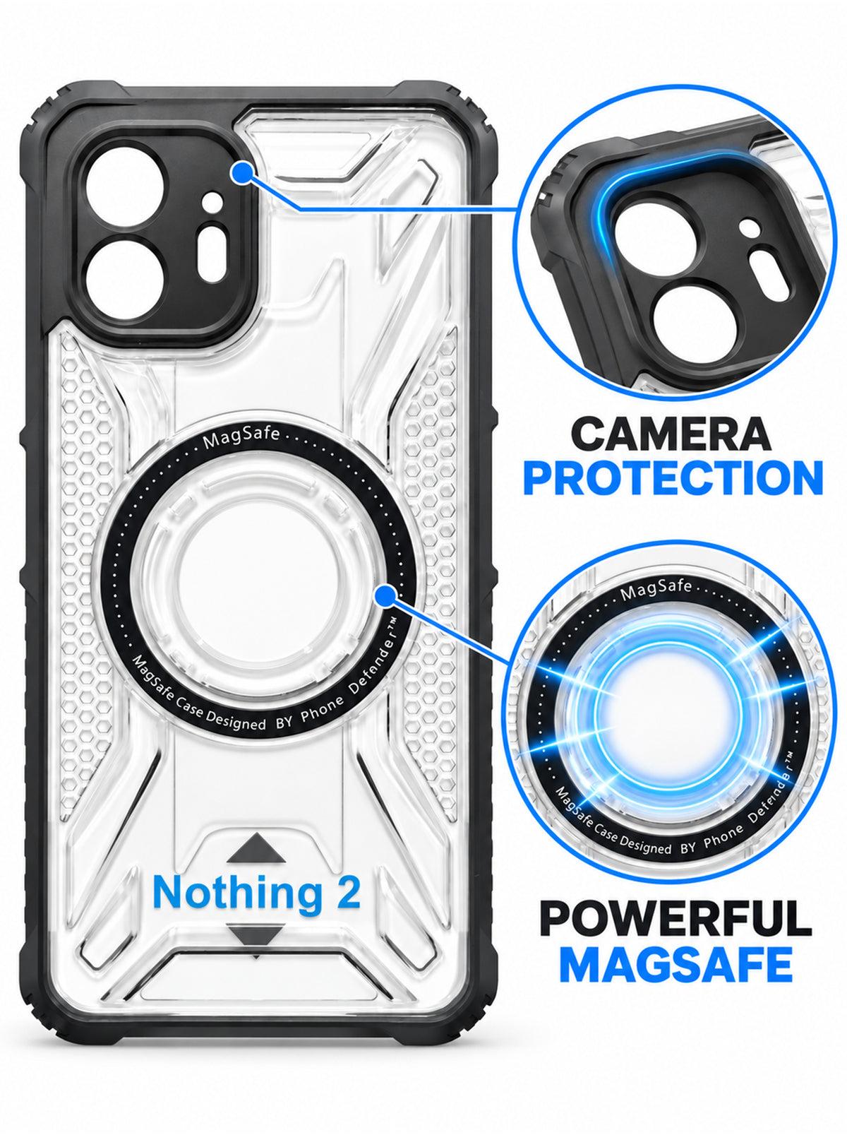 Nothing 2 | Fluted Texture Matte Case with Side Protection Grip | Black