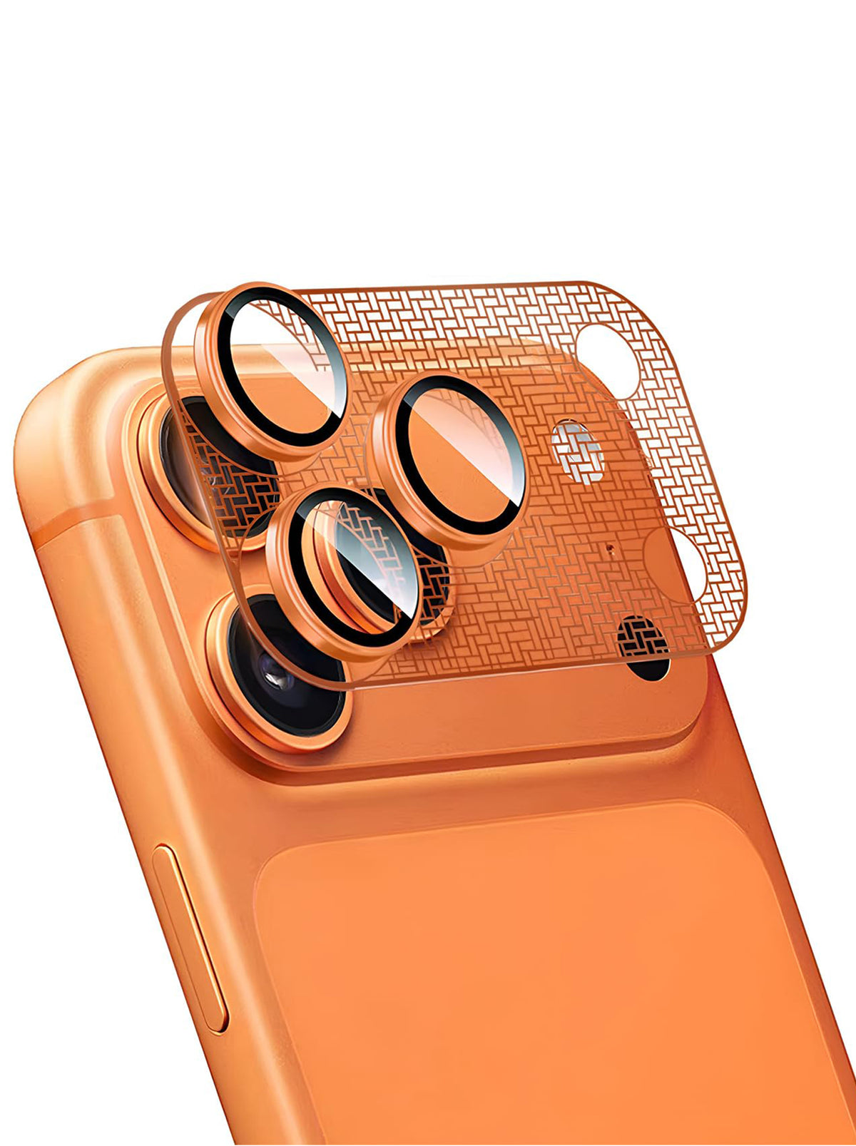 2-in-1 Camera Lens Protector for iPhone 17 Pro | Precision-Crafted Metal Frame | Full Camera Coverage | HD Clear | Scratch & Impact Resistant Lens Protection - Orange