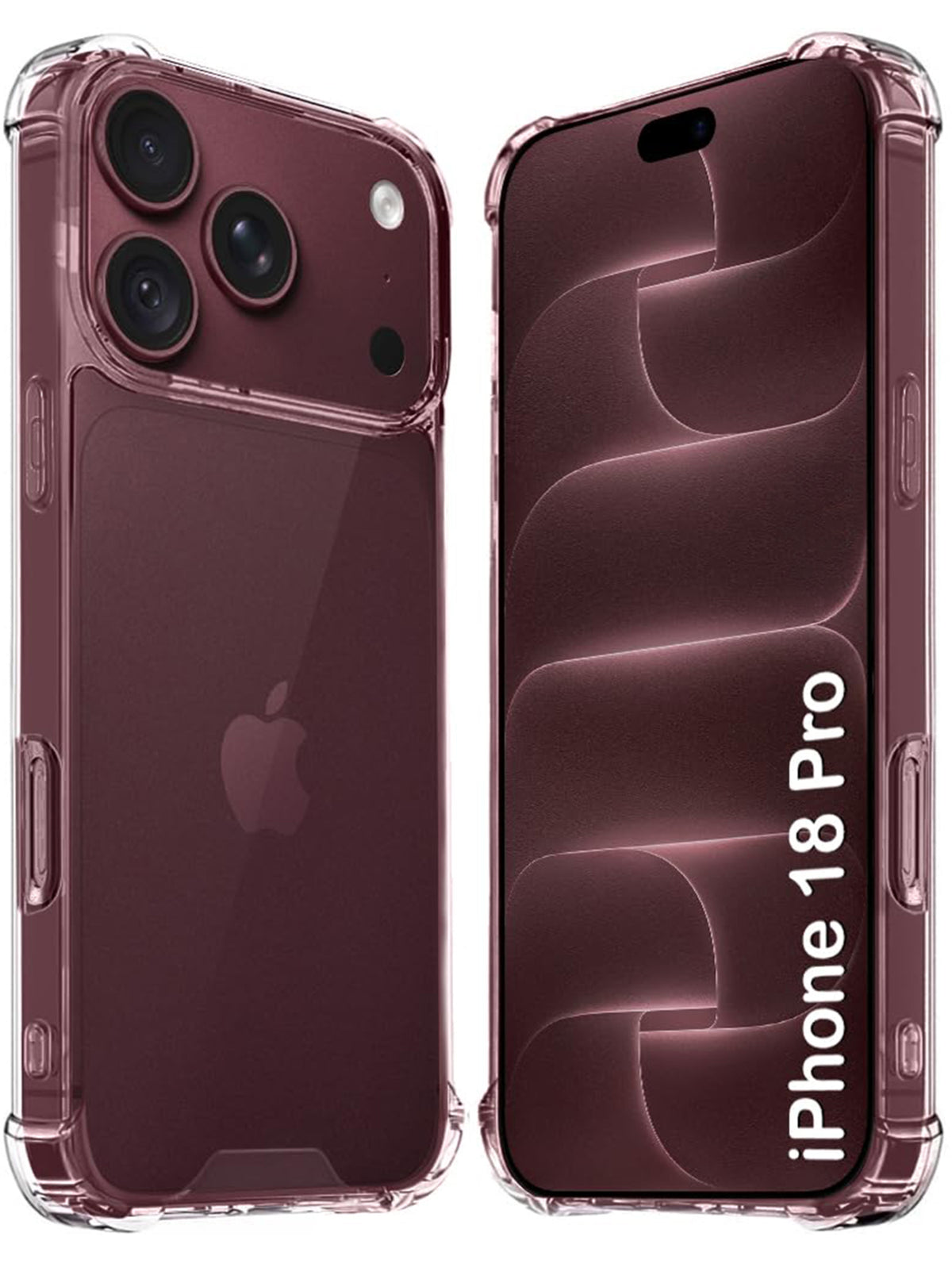 iPhone 18 Pro | Clear Bumper Case | 360 Degree Protection | Transparent Hard Back Cover Case (PC+TPU)