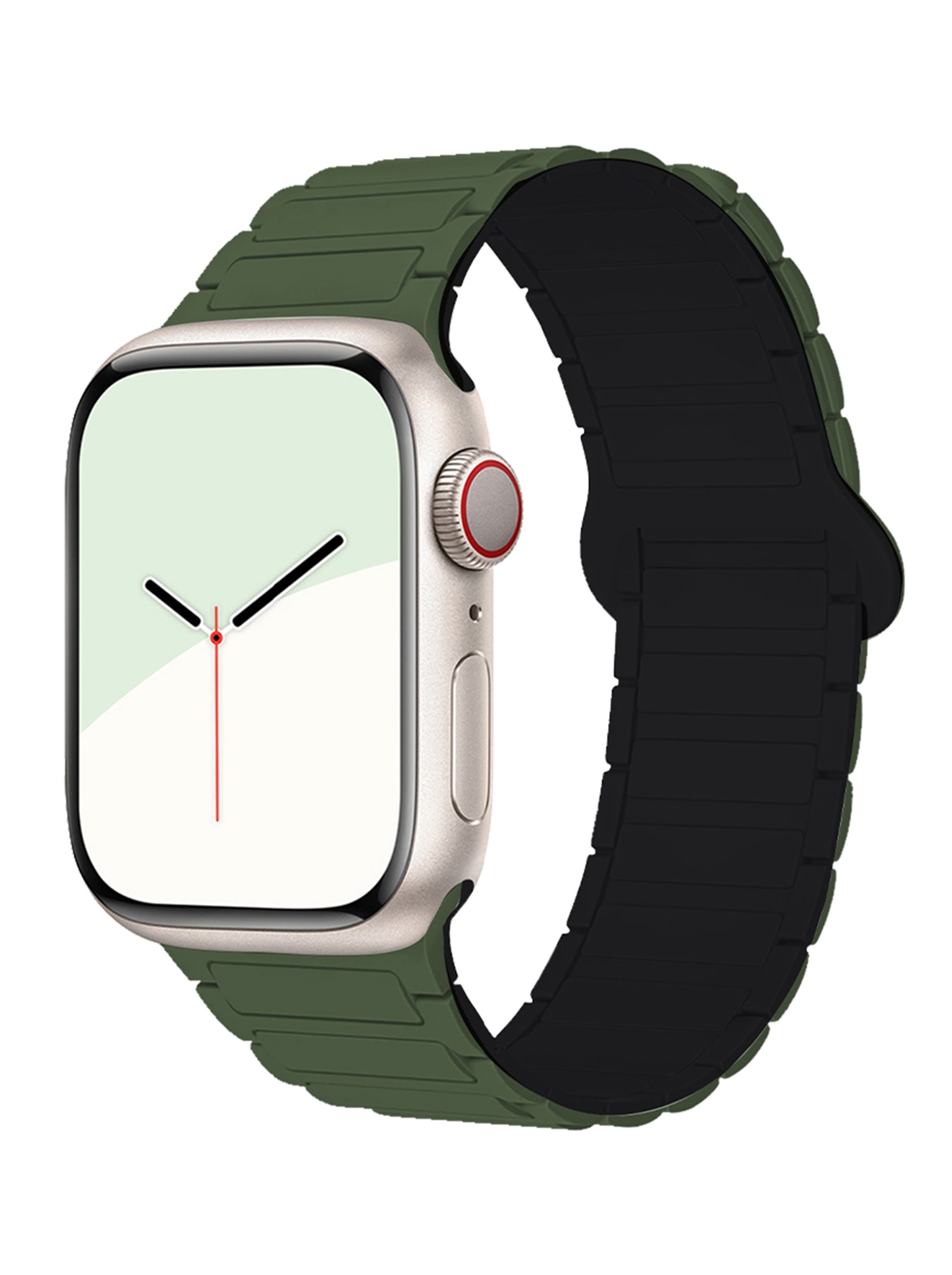 Magnetic Silicone Sport Strap For Apple Watch | 49mm / 46mm / 45mm / 44mm / 42mm | Army Green