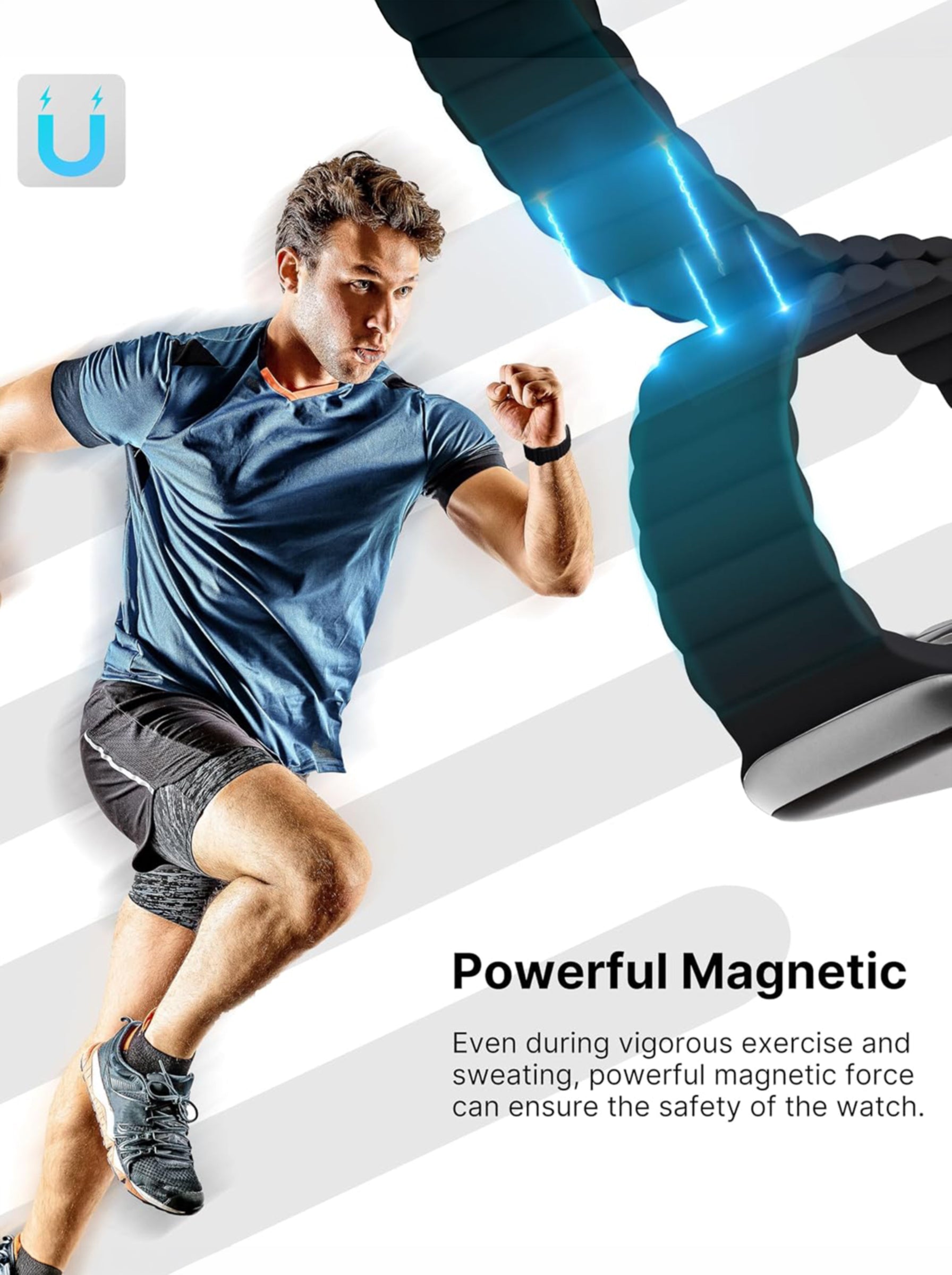Magnetic Silicone Strap for Apple Watch 42mm | 44mm | 45mm | 46mm | 49mm | Black Color