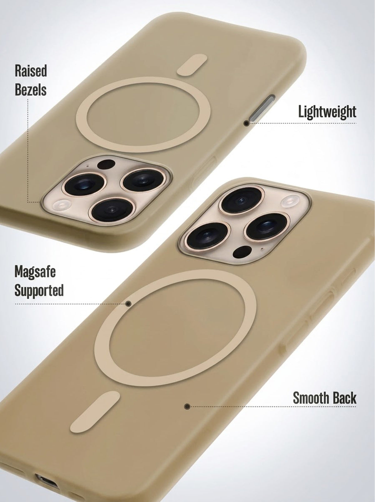iPhone 16 Pro Max Case | Slim Matte | Magnetic Wireless Charging | IC Support | Desert Gold