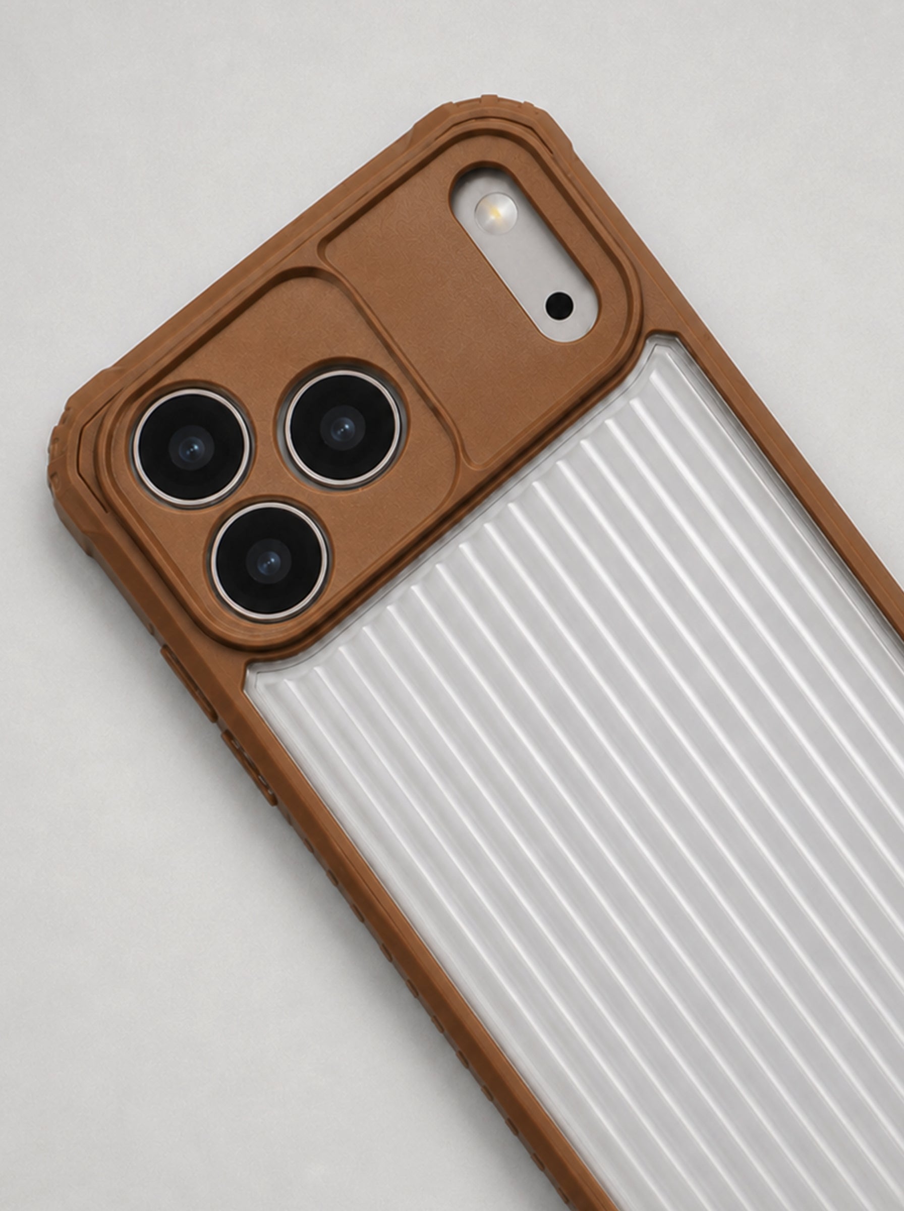 iPhone 17 Pro Max | Fluted Texture Matte Case with Side Protection Grip | Brown