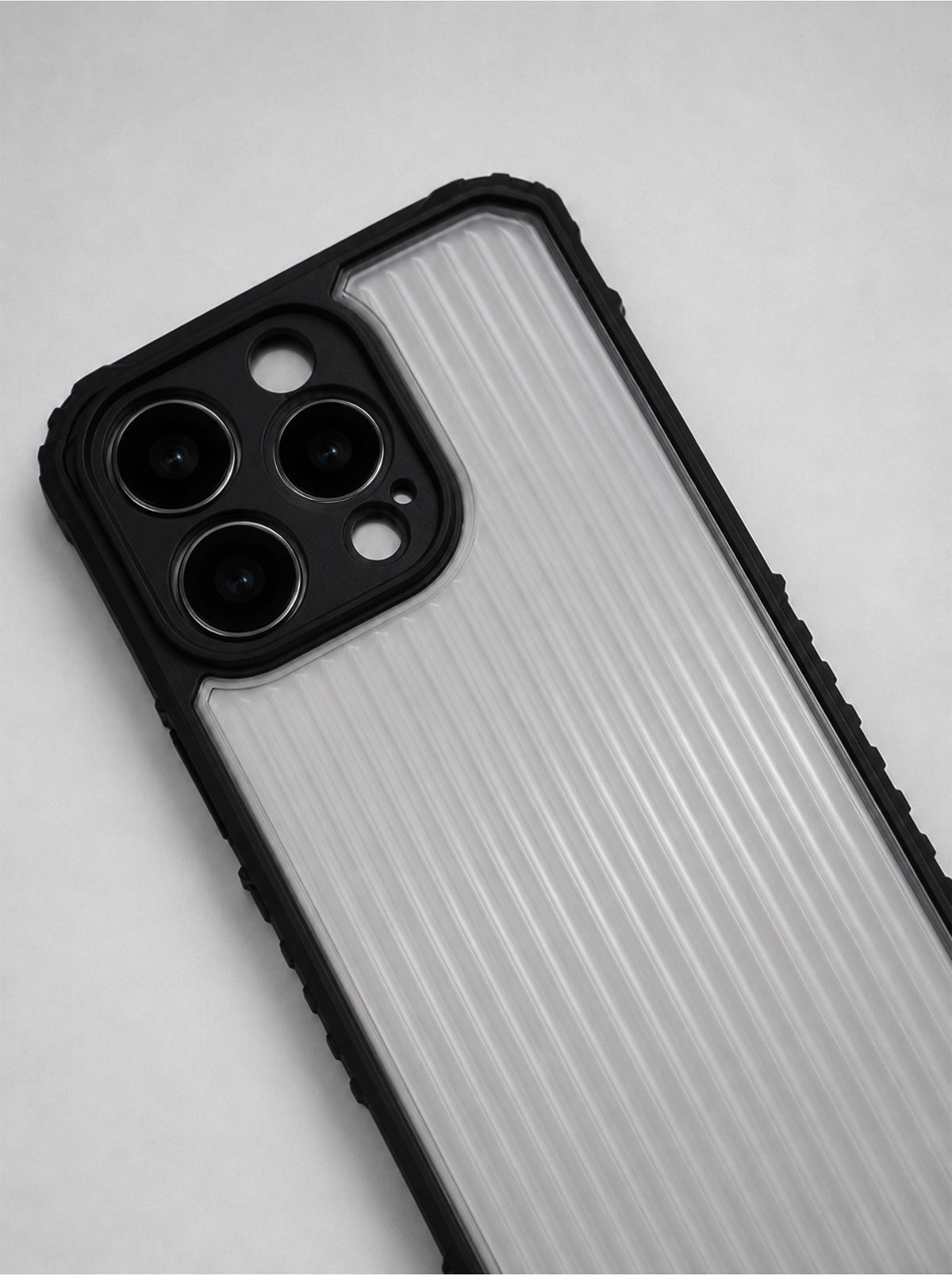 iPhone 16 Pro | Fluted Texture Matte Case with Side Protection Grip | Dark Black