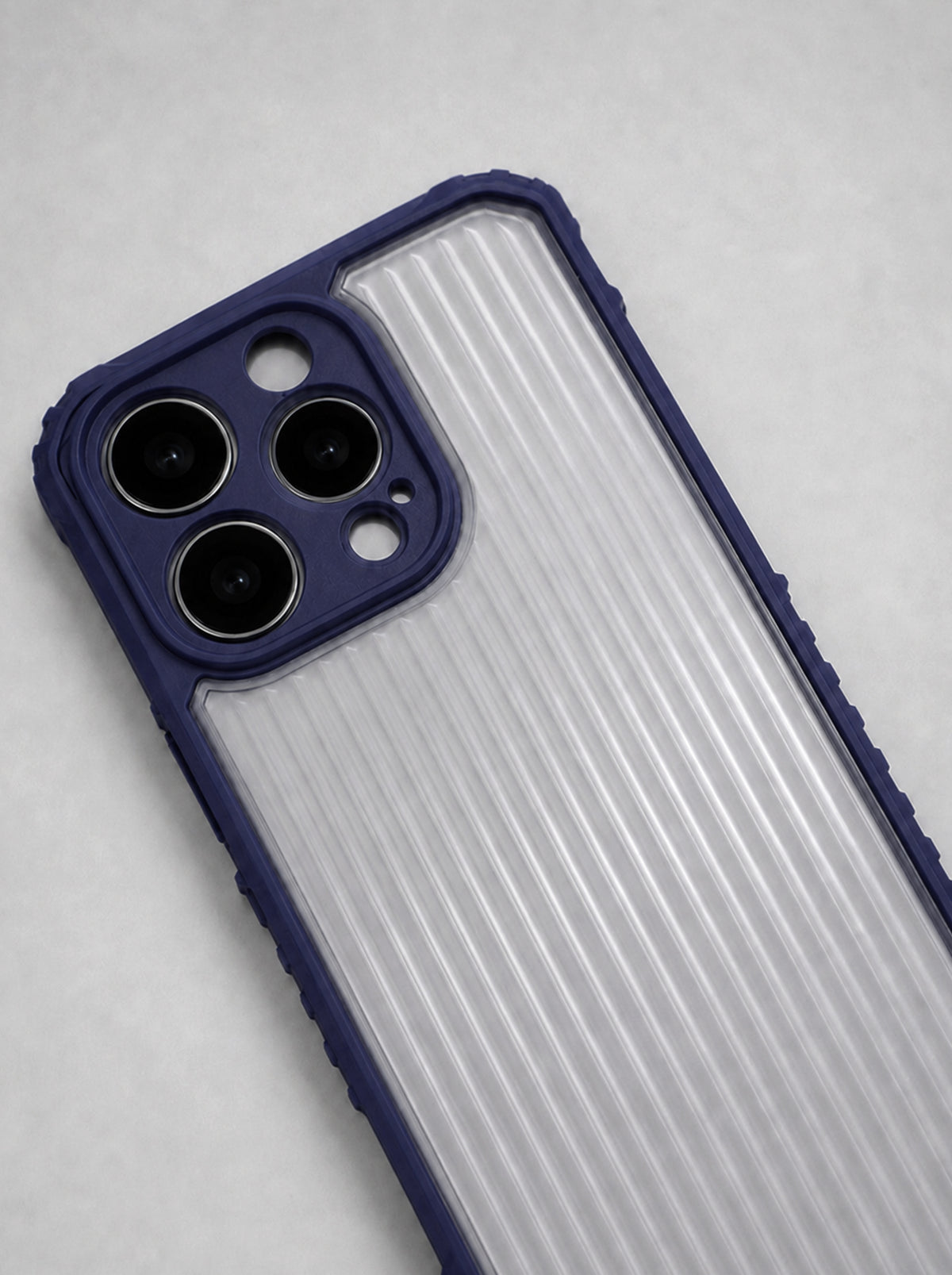 iPhone 16 Pro | Fluted Texture Matte Case with Side Protection Grip | Dark Blue