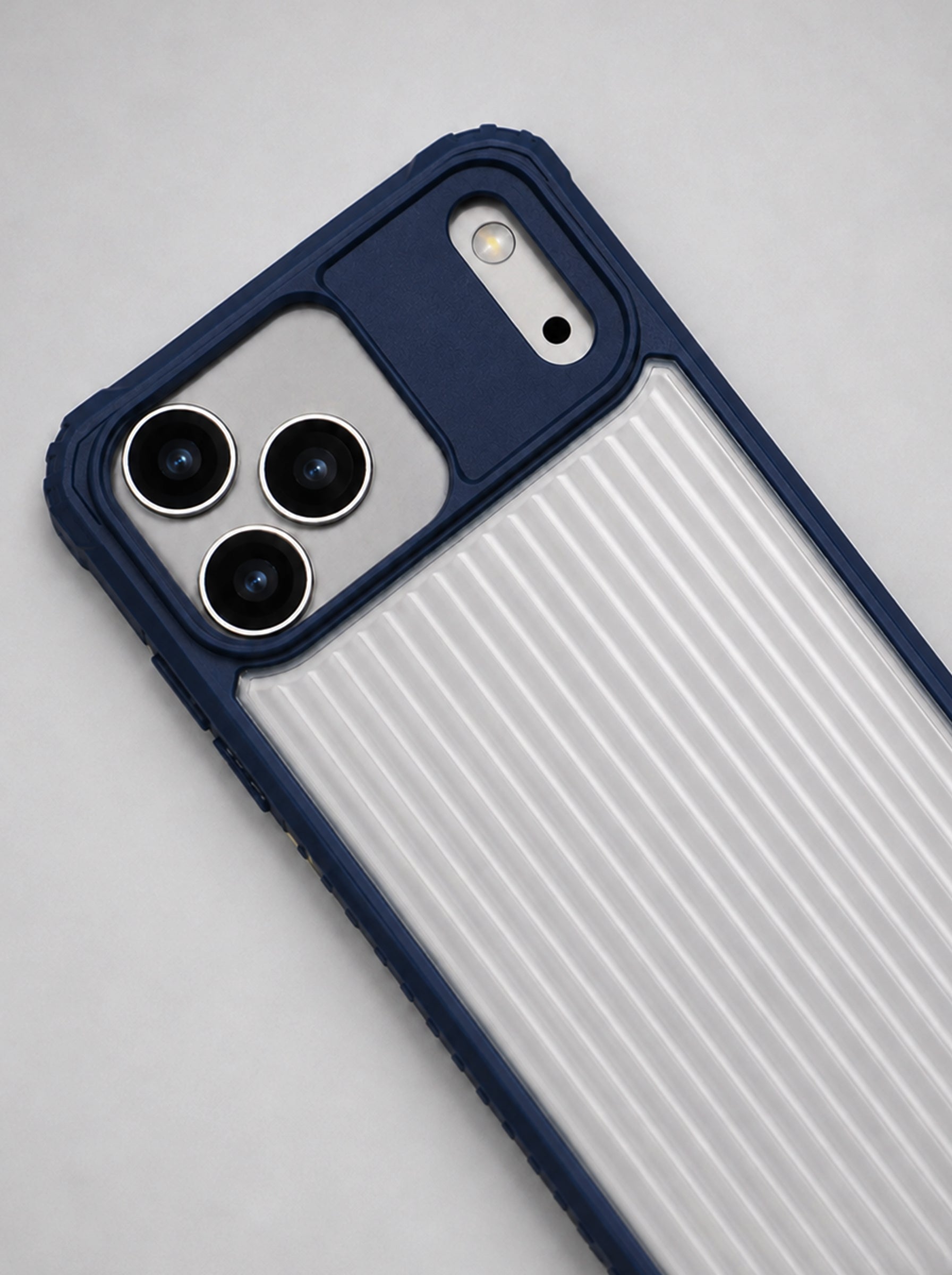 iPhone 17 Pro Max | Fluted Texture Matte Case with Side Protection Grip | Dark Blue