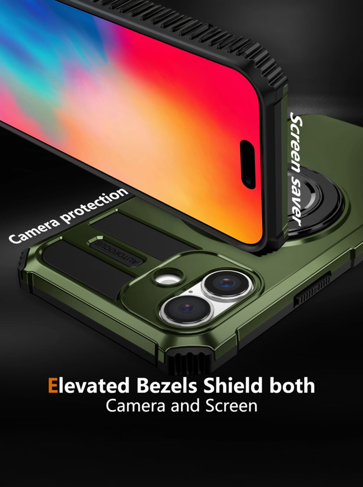 iPhone 16 Plus Case | MagSafe Compatible | Magnetic Ring Holder | Soft TPU + Hard PC | Green