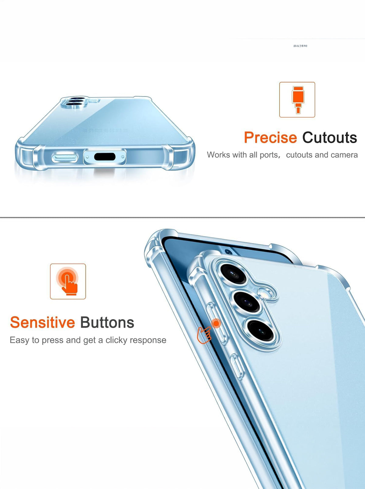 Samsung S24 FE | PC + TPU | Clear Transparent | 360 Edges Protection | Phone Bumper Case (Transparent)