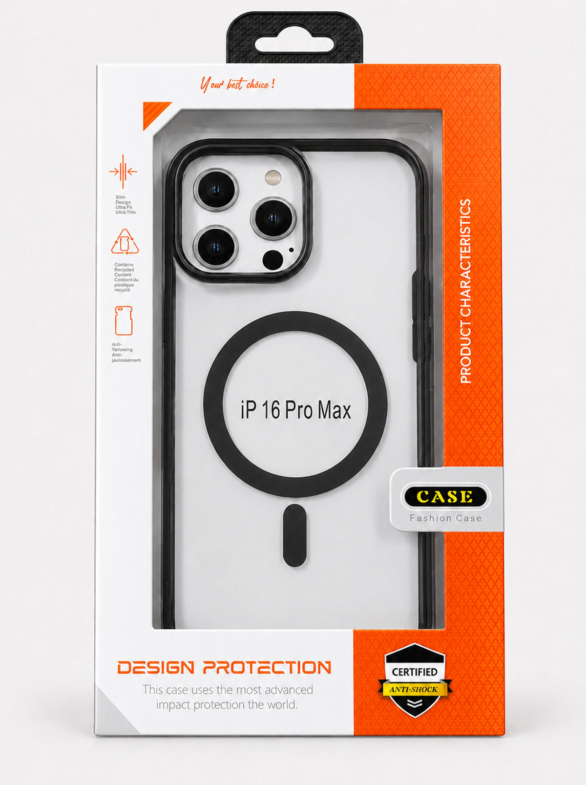 iPhone 16 Pro Max | Metallic phone case with MagSafe | Black