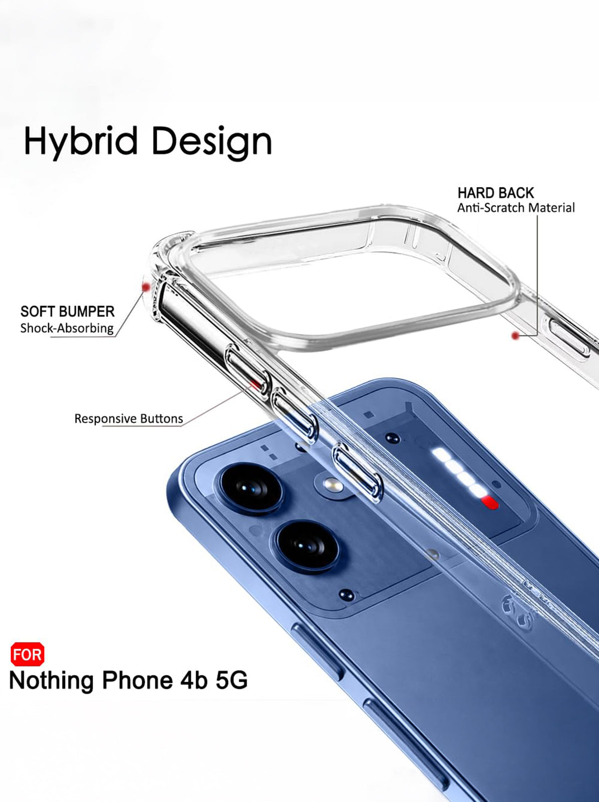 Nothing 4B | PC + TPU | Clear Transparent | 360 Edges Protection | Phone Bumper Case (Transparent)