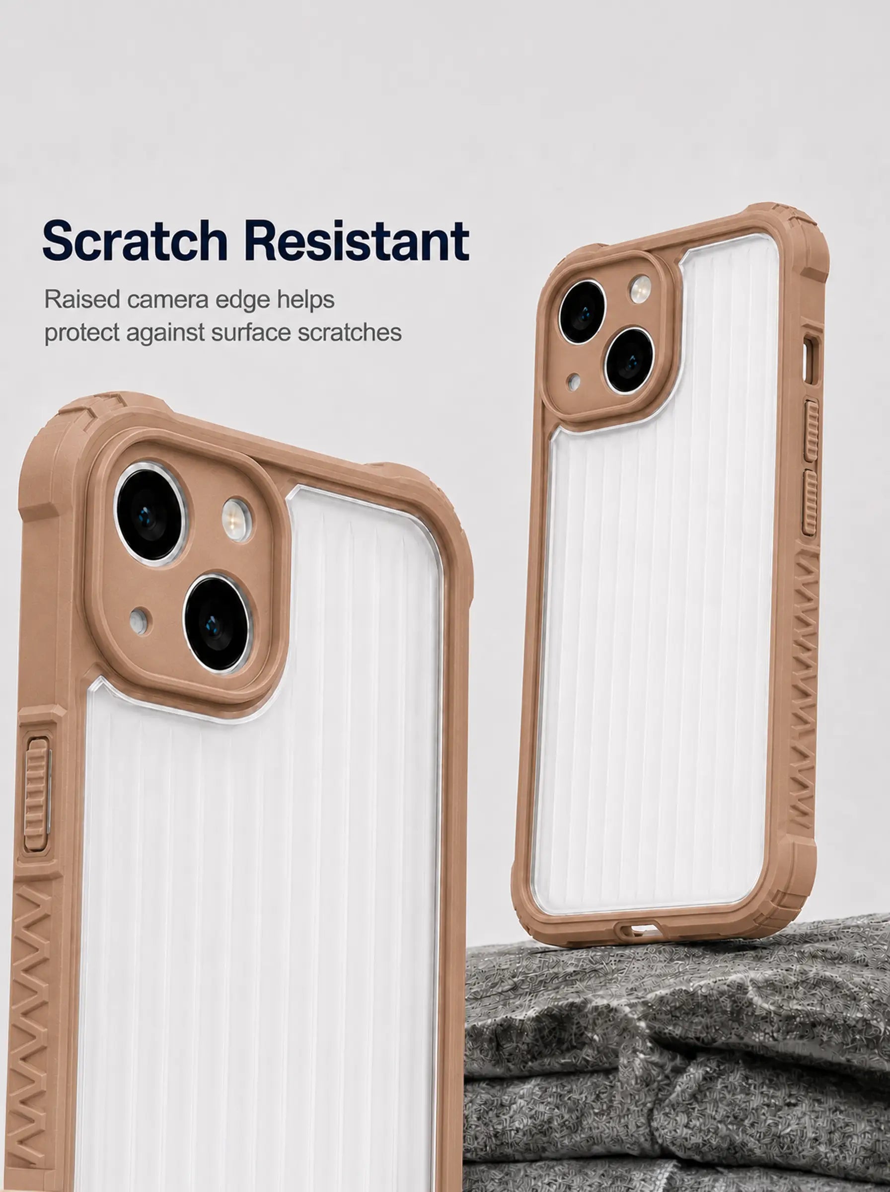 iPhone 13 | Fluted Texture Matte Case with Side Protection Grip | Brown