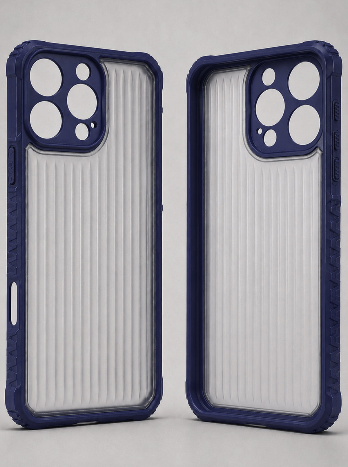 iPhone 16 Pro | Fluted Texture Matte Case with Side Protection Grip | Dark Blue