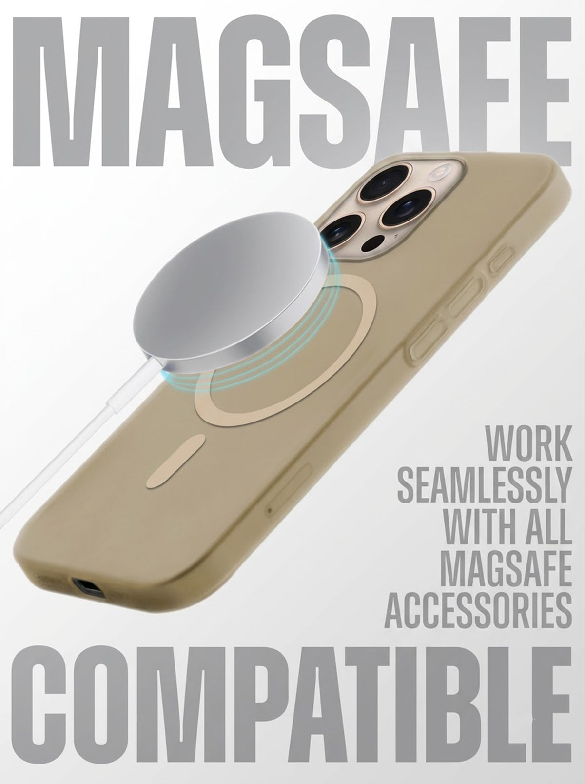 iPhone 16 Pro Max Case | Slim Matte | Magnetic Wireless Charging | IC Support | Desert Gold
