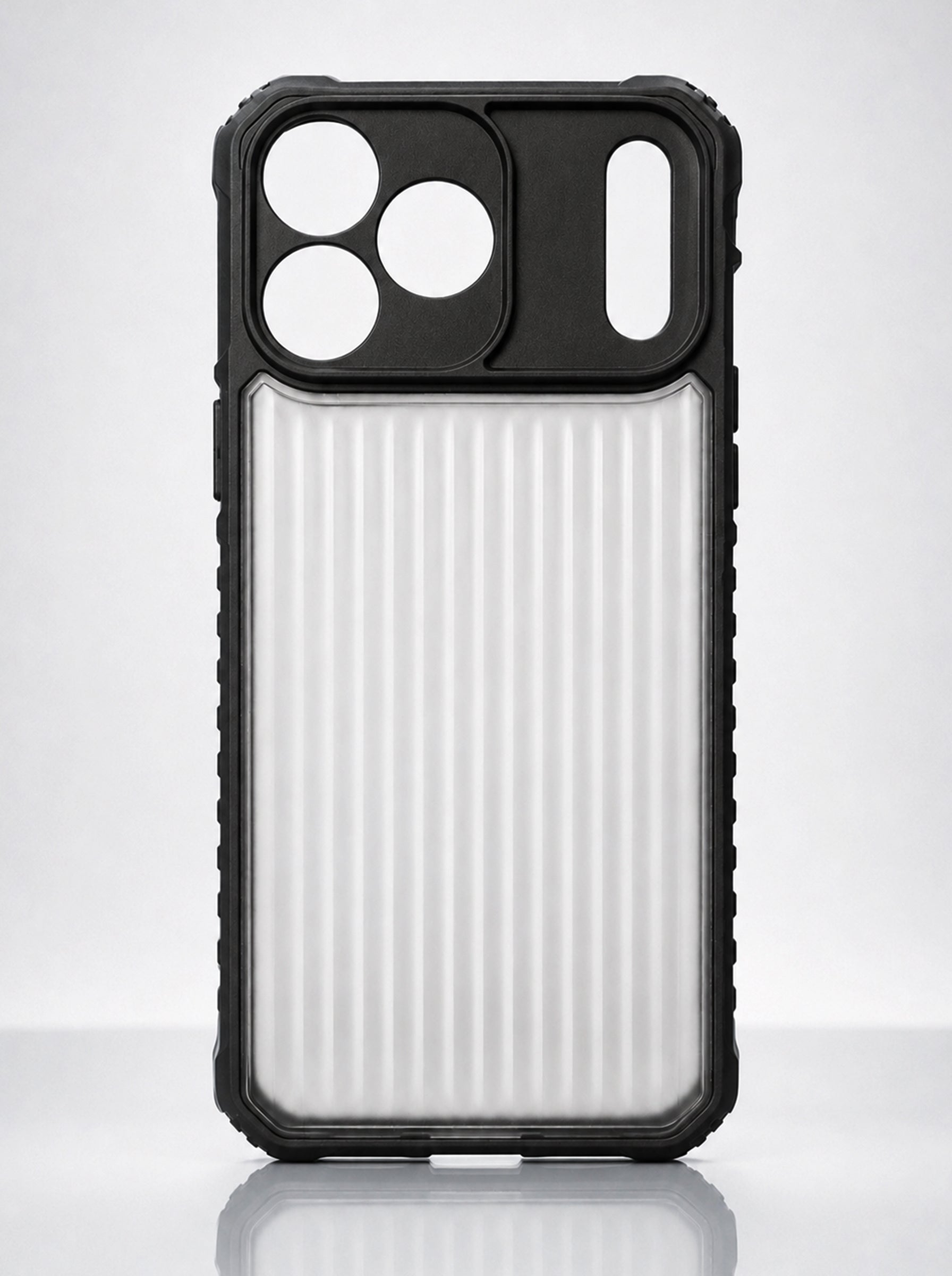 iPhone 17 Pro Max | Fluted Texture Matte Case with Side Protection Grip | Dark Black