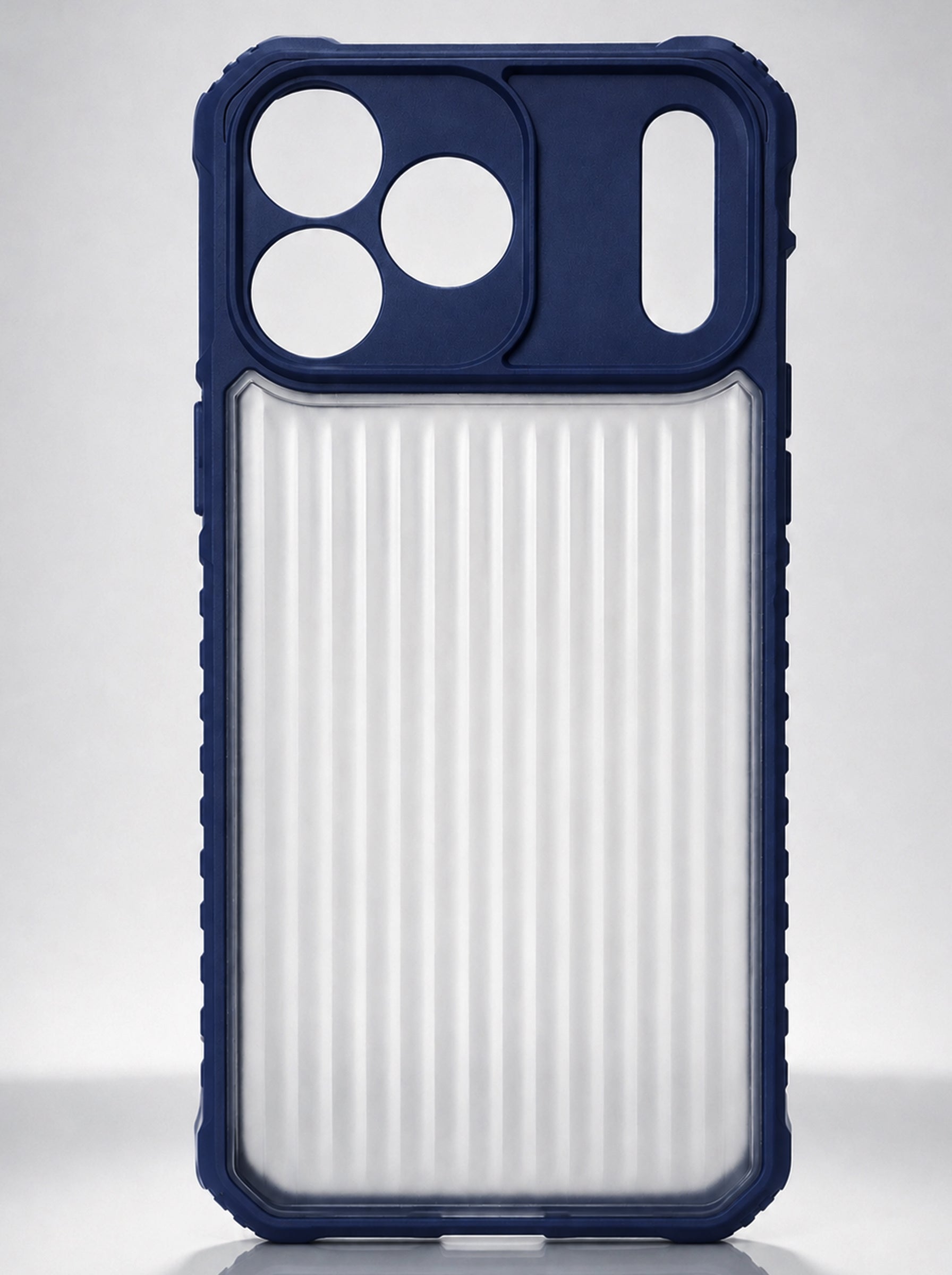 iPhone 17 Pro Max | Fluted Texture Matte Case with Side Protection Grip | Dark Blue