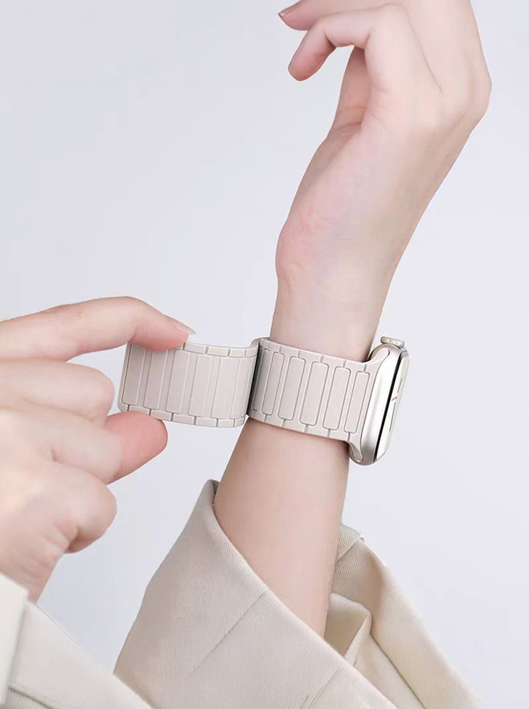 Magnetic Silicone Sport Strap For Apple Watch | 49mm / 46mm / 45mm / 44mm / 42mm | White+Wine