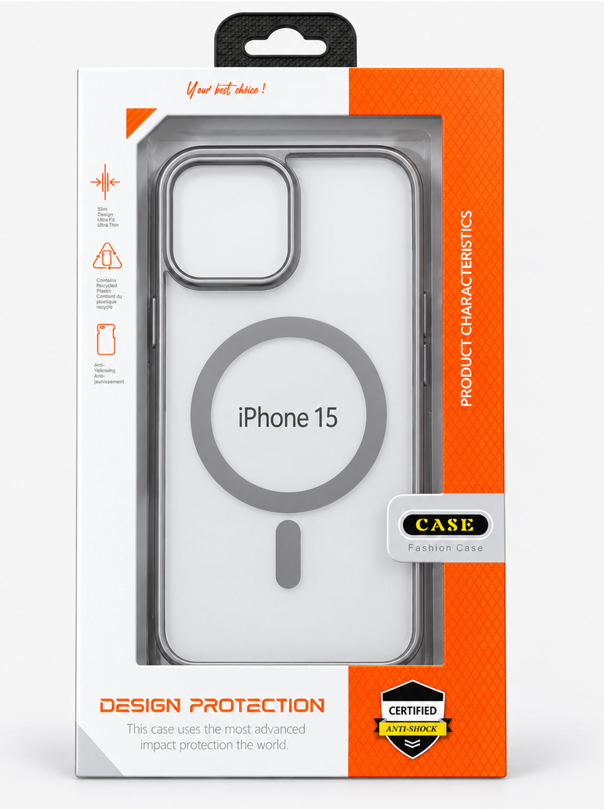 iPhone 15 | Metallic phone case with MagSafe | Gray
