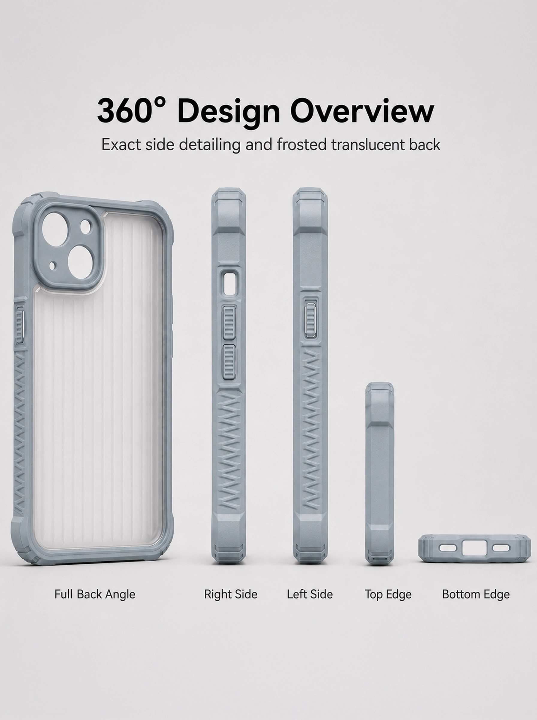 iPhone 13 | Fluted Texture Matte Case with Side Protection Grip | Gray