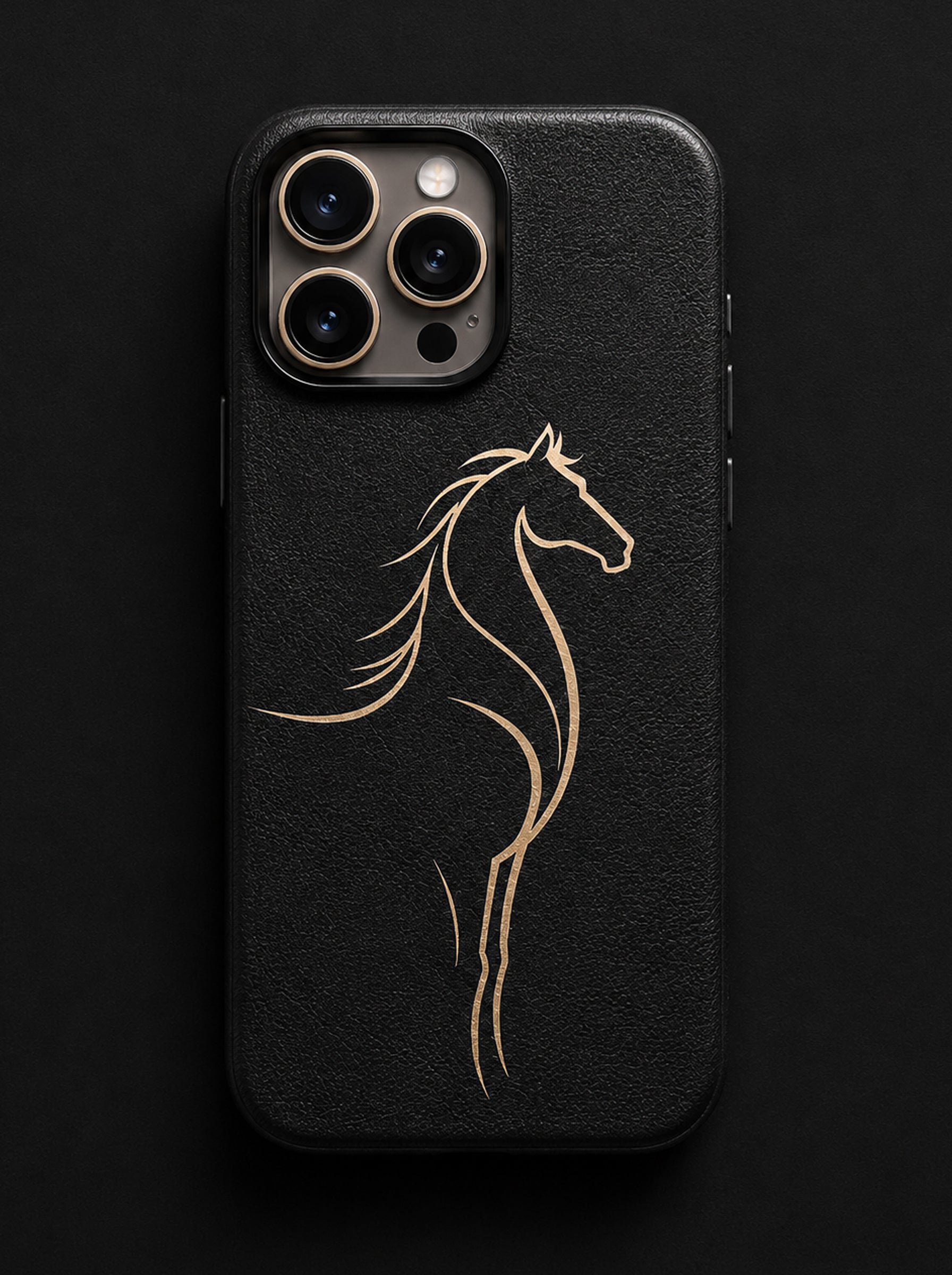 iPhone 16 Pro | Luxury Horse Premium Leather Case with Hidden MagSafe | Black