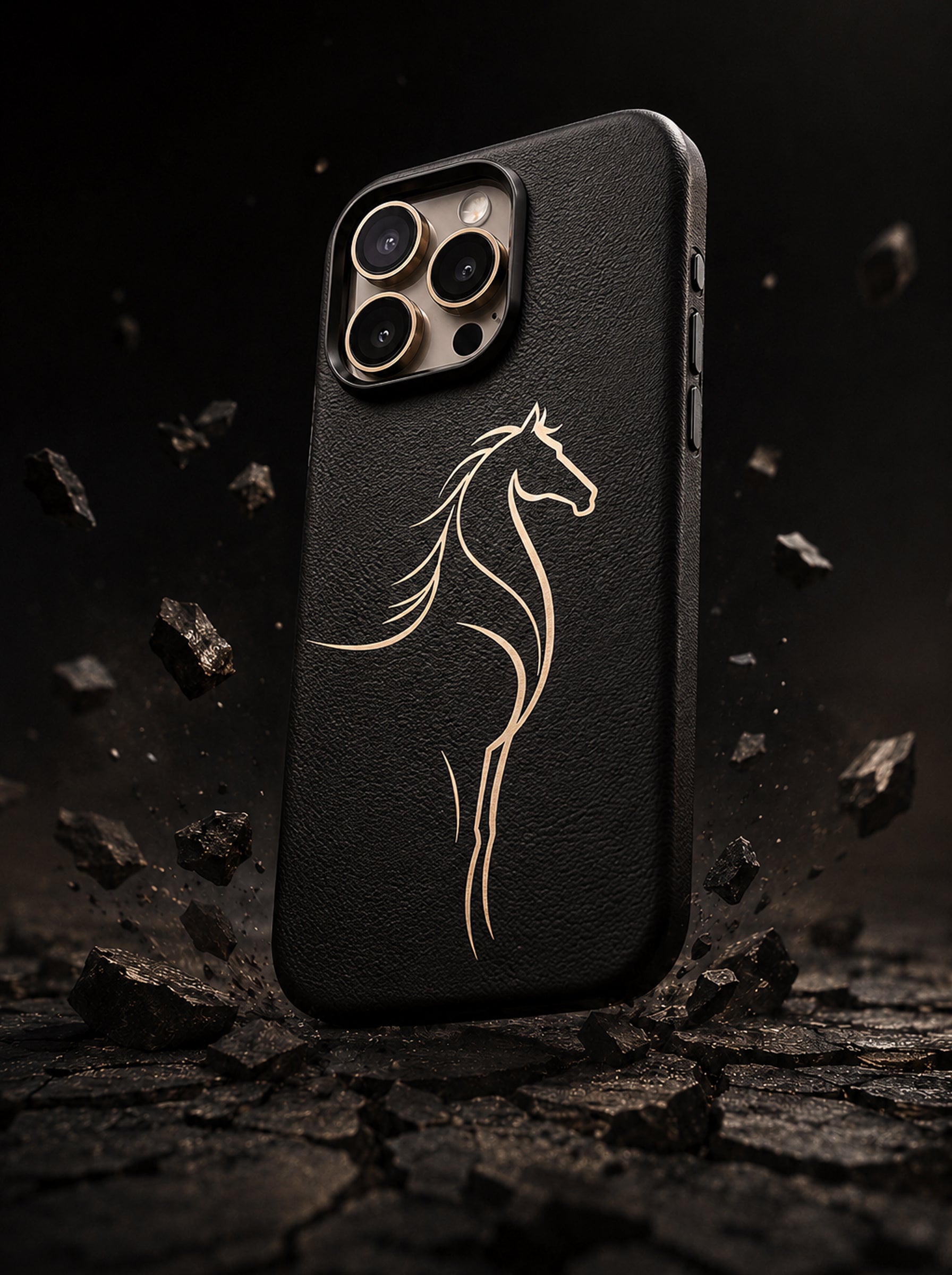 iPhone 16 Pro | Luxury Horse Premium Leather Case with Hidden MagSafe | Black