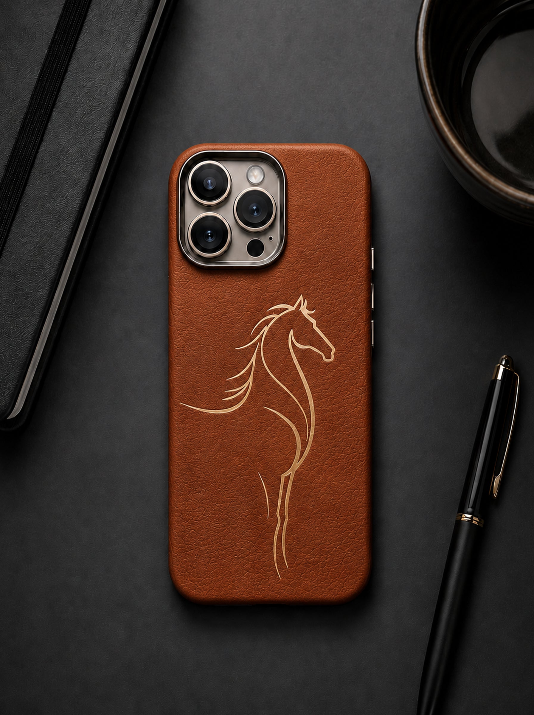 iPhone 16 Pro | Luxury Horse Premium Leather Case with Hidden MagSafe | Brown