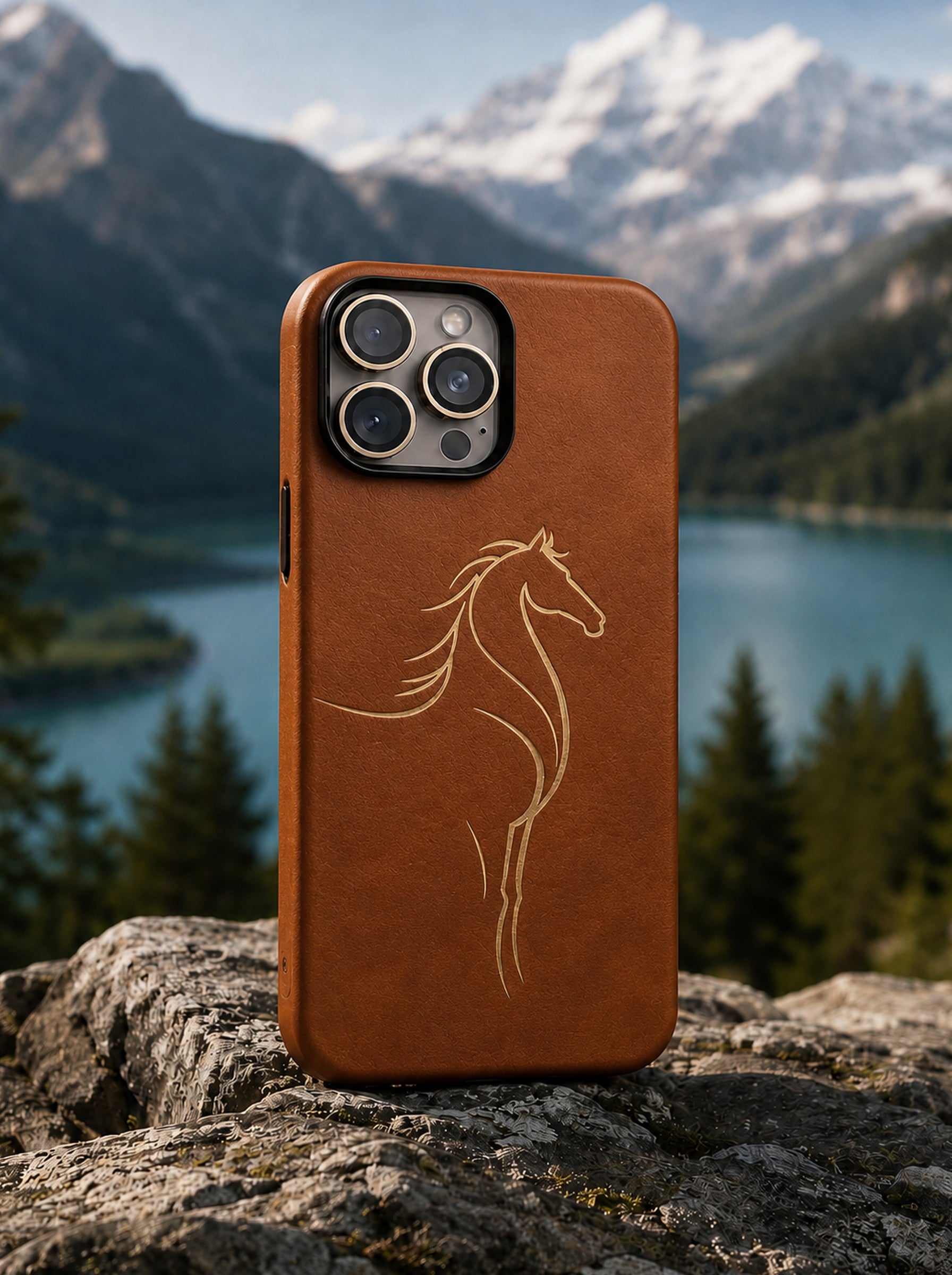 iPhone 16 Pro | Luxury Horse Premium Leather Case with Hidden MagSafe | Brown