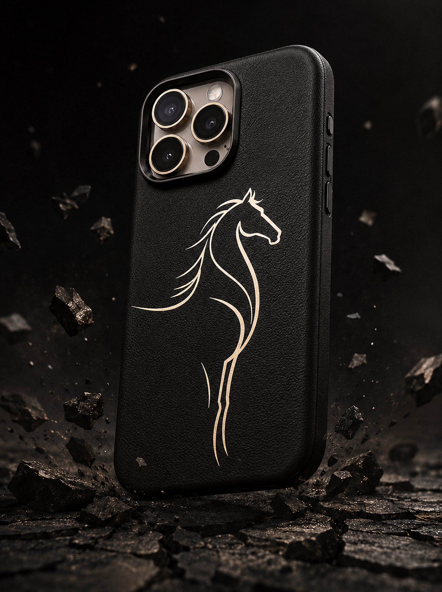 iPhone 16 Pro | Luxury Horse Premium Leather Case with Hidden MagSafe | Black