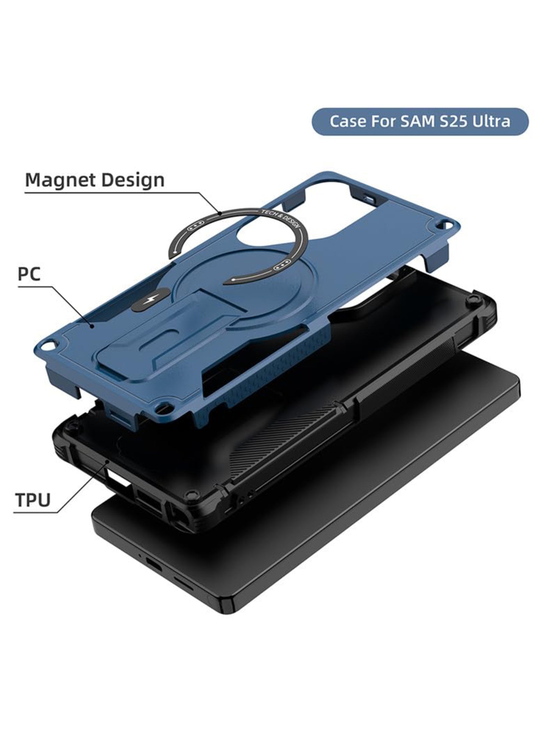 Samsung S25 ULTRA | DROP+ | Portable Kickstand | MagSafe Compatible Magnetic Case | Shockproof Military Grade Protection | BLUE COLOR