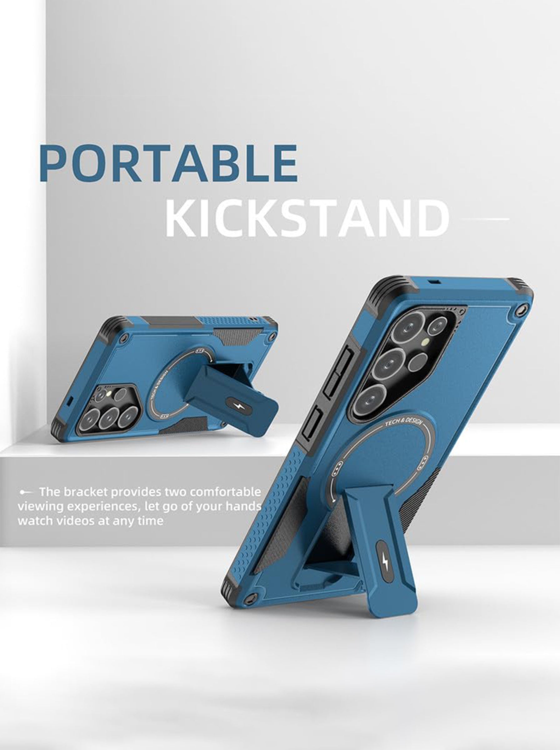 Samsung S25 ULTRA | DROP+ | Portable Kickstand | MagSafe Compatible Magnetic Case | Shockproof Military Grade Protection | BLUE COLOR