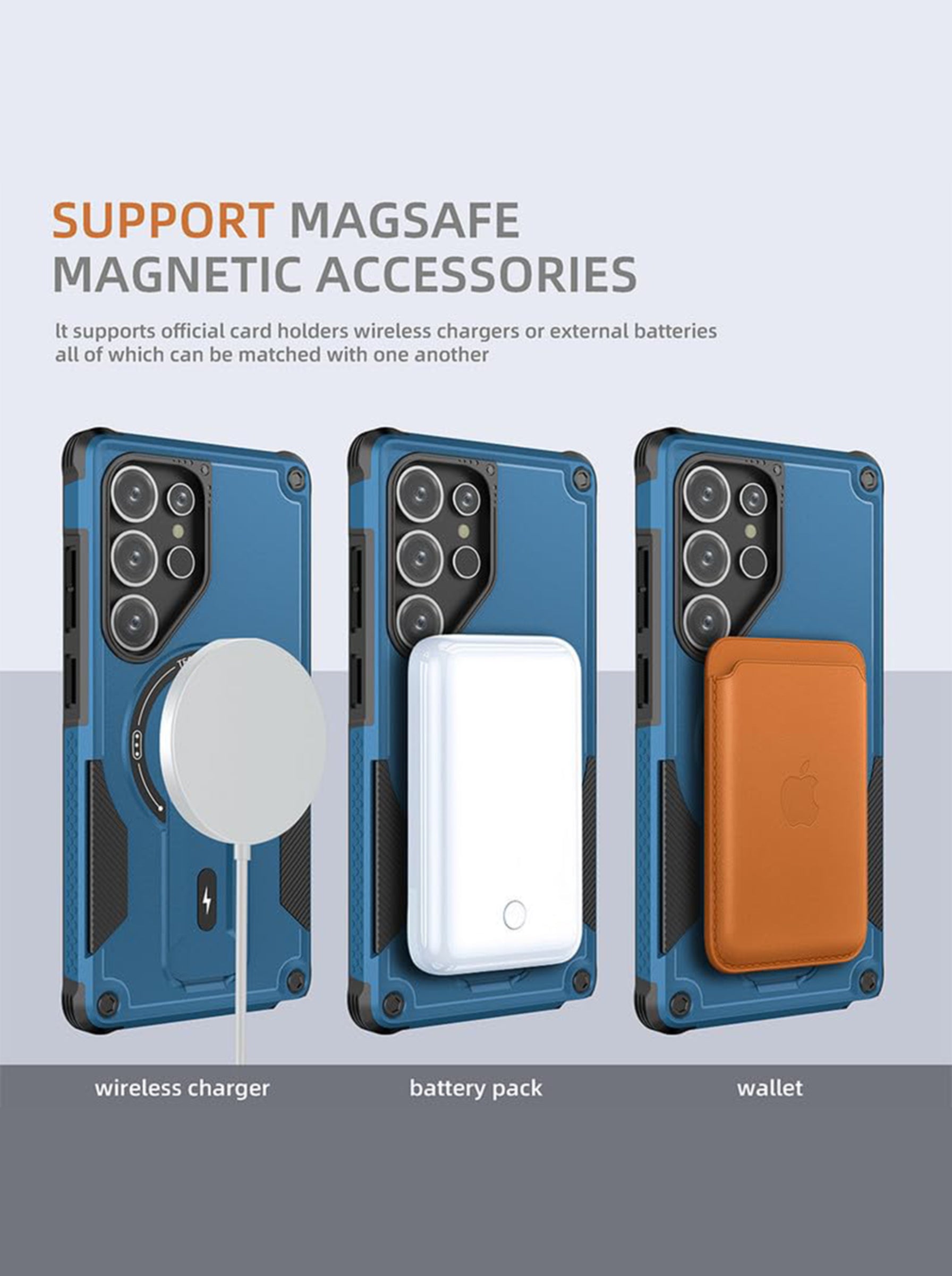Samsung S25 ULTRA | DROP+ | Portable Kickstand | MagSafe Compatible Magnetic Case | Shockproof Military Grade Protection | BLUE COLOR