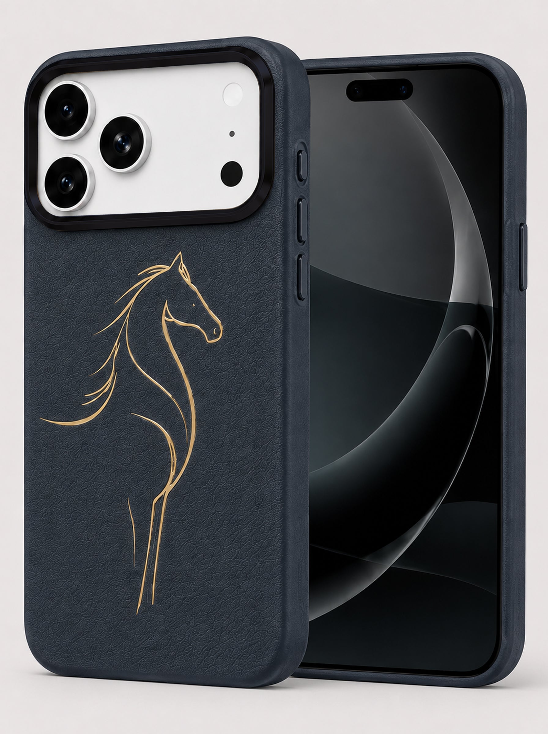 iPhone 17 Pro Max | Luxury Horse Premium Leather Case with Hidden MagSafe | Blue