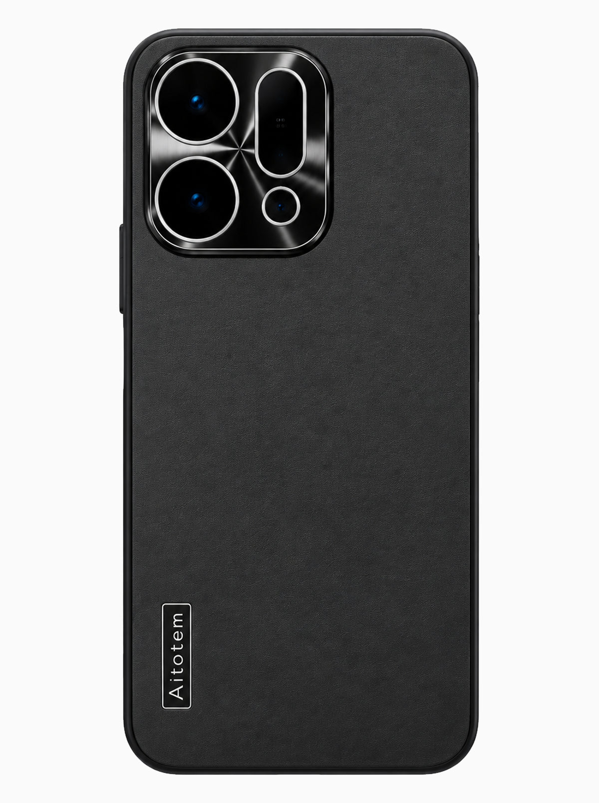 Reno 14 Pro | Dual-ton Case | Leather Back | Metal Camera Lens Protection | Black