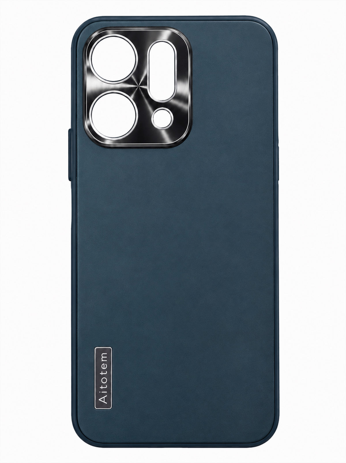 Reno 14 Pro | Dual-ton Case | Leather Back | Metal Camera Lens Protection | Charcoal Blue