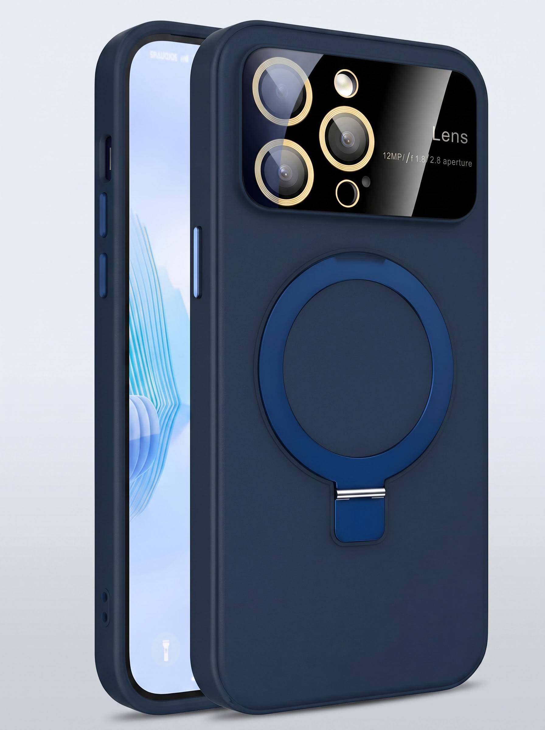 Camera lens protection case With Metal Stand for iPhone 13 Pro | Blue