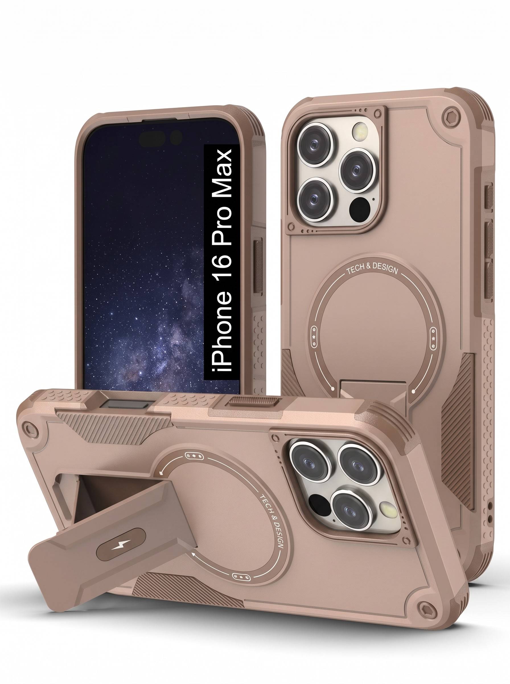 IPHONE 16 PRO MAX | DROP+ | Portable Kickstand | MagSafe Compatible Magnetic Case | Shockproof Military Grade Protection | DESERT COLOR