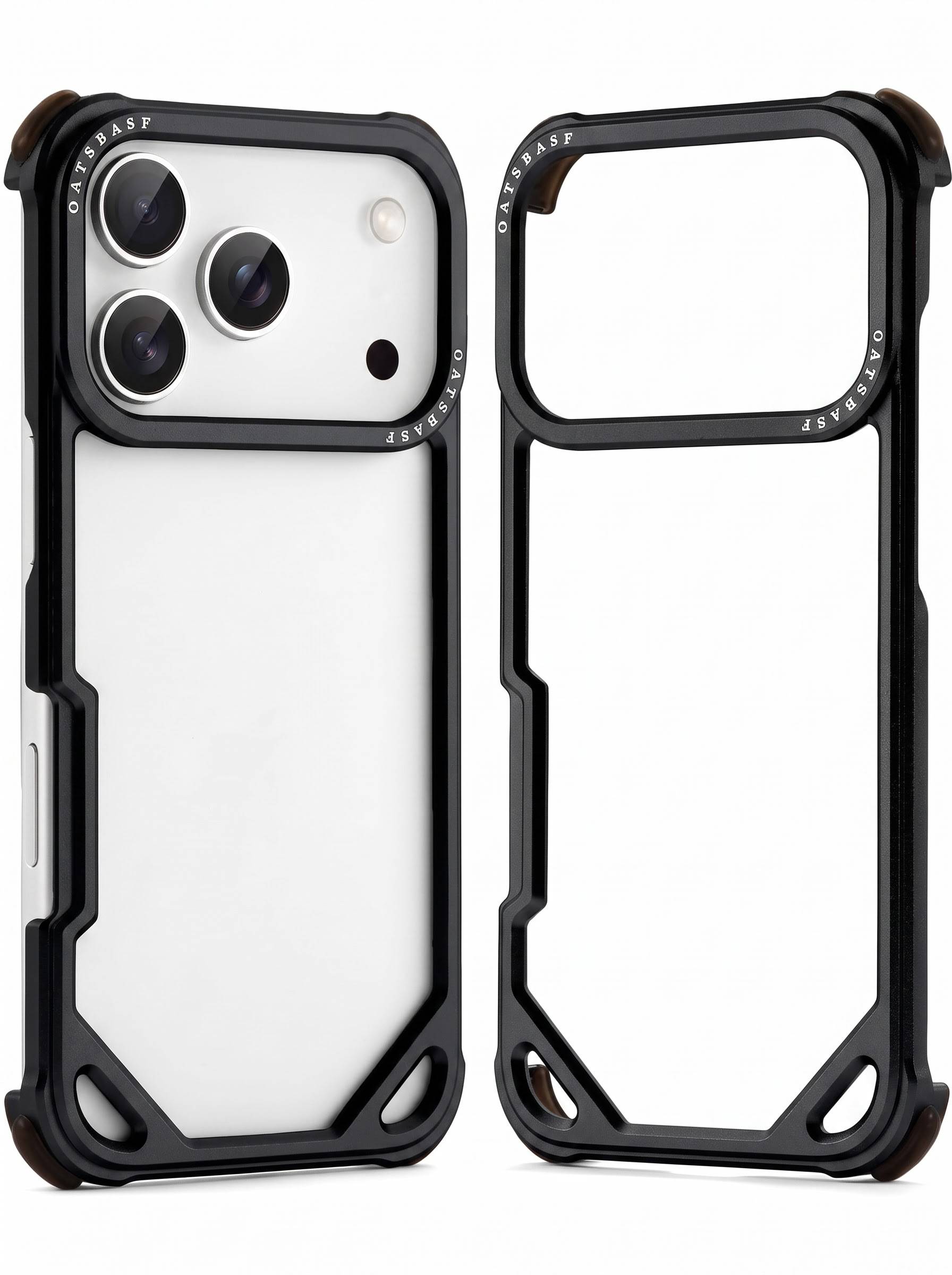 IPHONE 17 PRO | HOLLOW METAL CASE | RAISED EDGE PROTECTION | BLACK COLOR